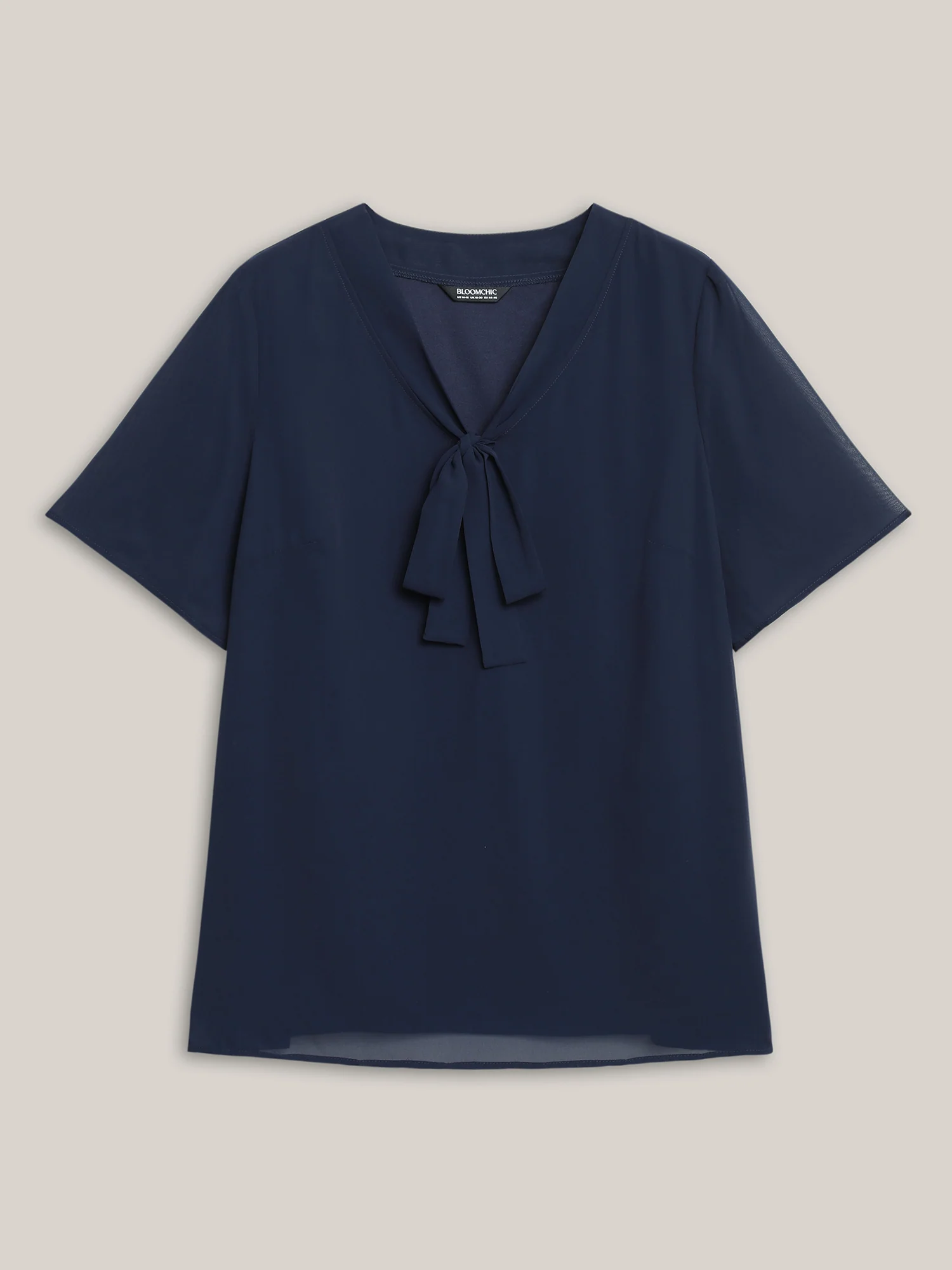 Ribbon Collar Placket Lined Blouse - Image 7