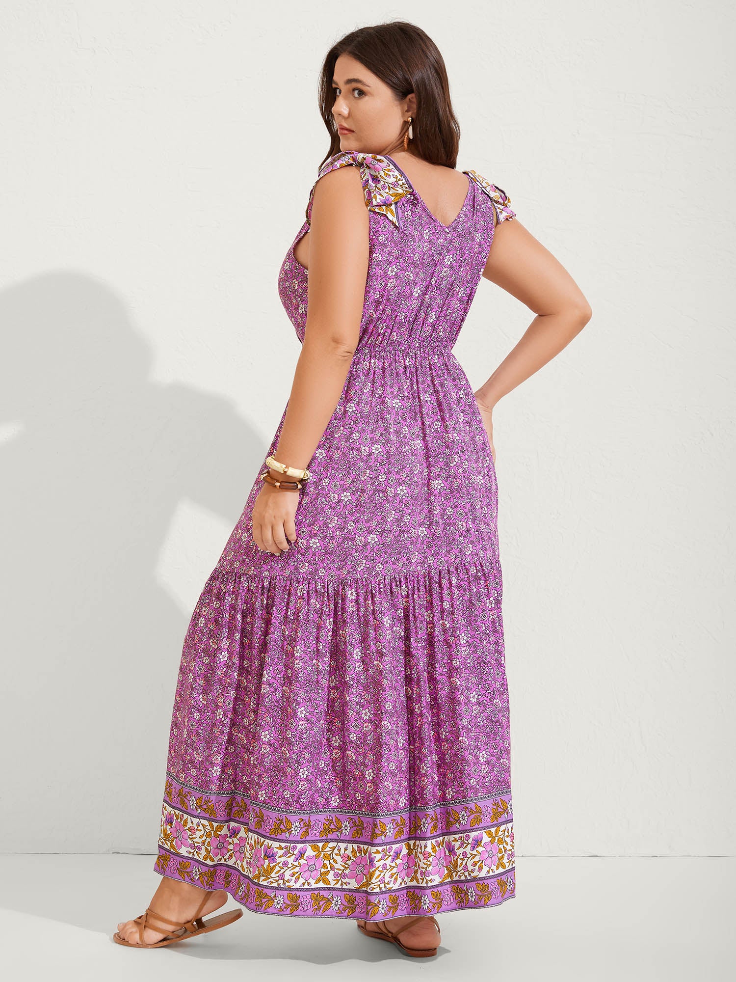 Ribbon Shoulder Tie Tiered Maxi Dress - Image 4