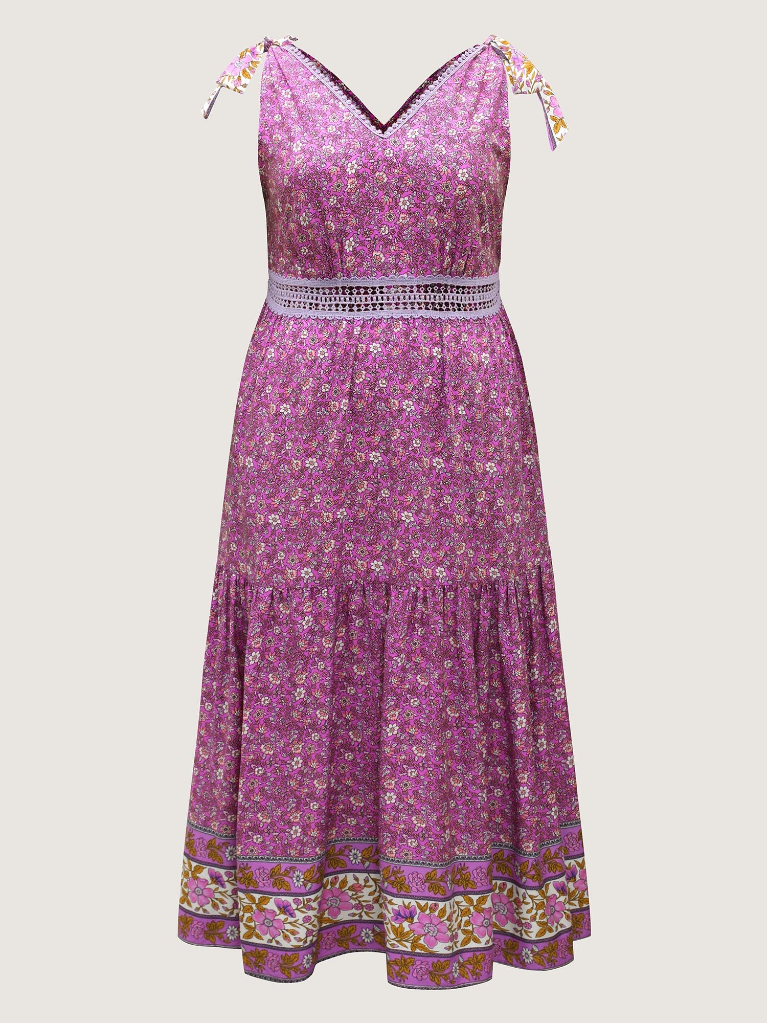 Ribbon Shoulder Tie Tiered Maxi Dress - Image 7