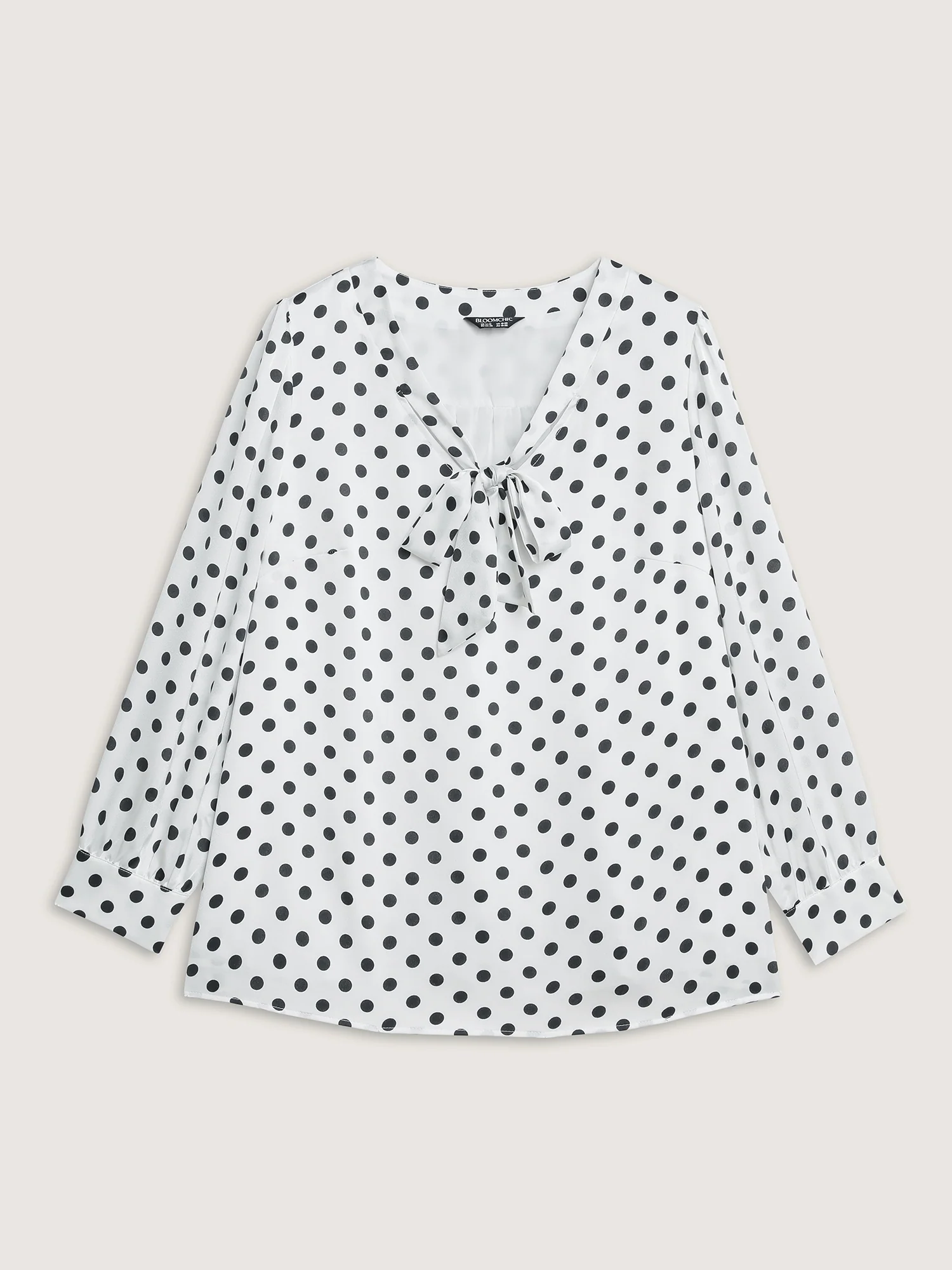 Ribbon-Tie Neckline Polka Dots Blouse - Image 7
