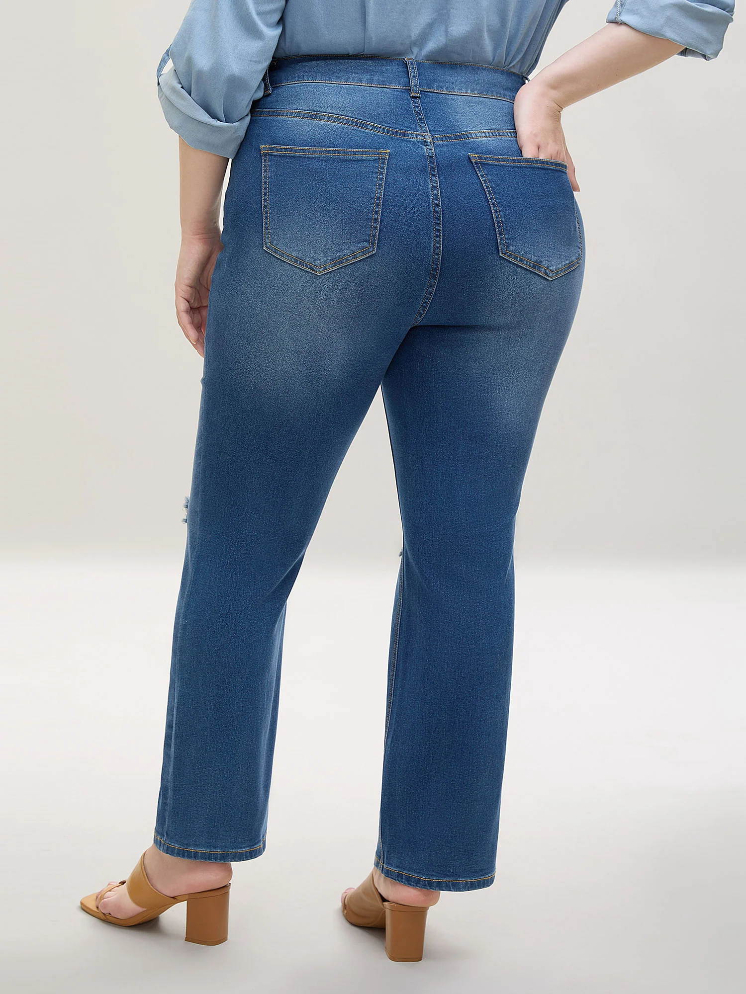 Ripped Mid-Rise Straight-Leg Jeans - Image 3