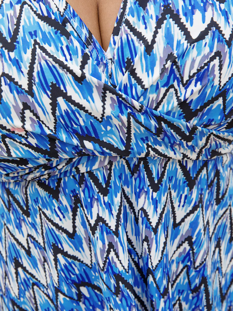 Ripple Print Contrast Ruffle Hem Swim Dress - Image 11
