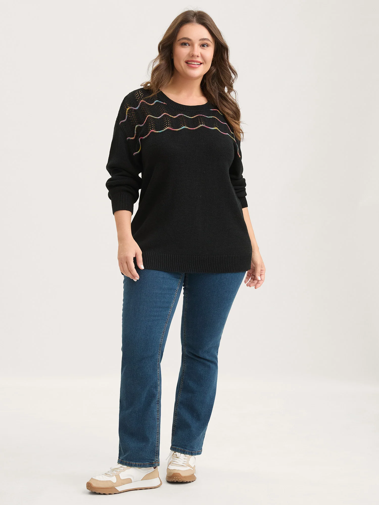 Ripple Textured Sheer Neck Backless Pullover - Image 4