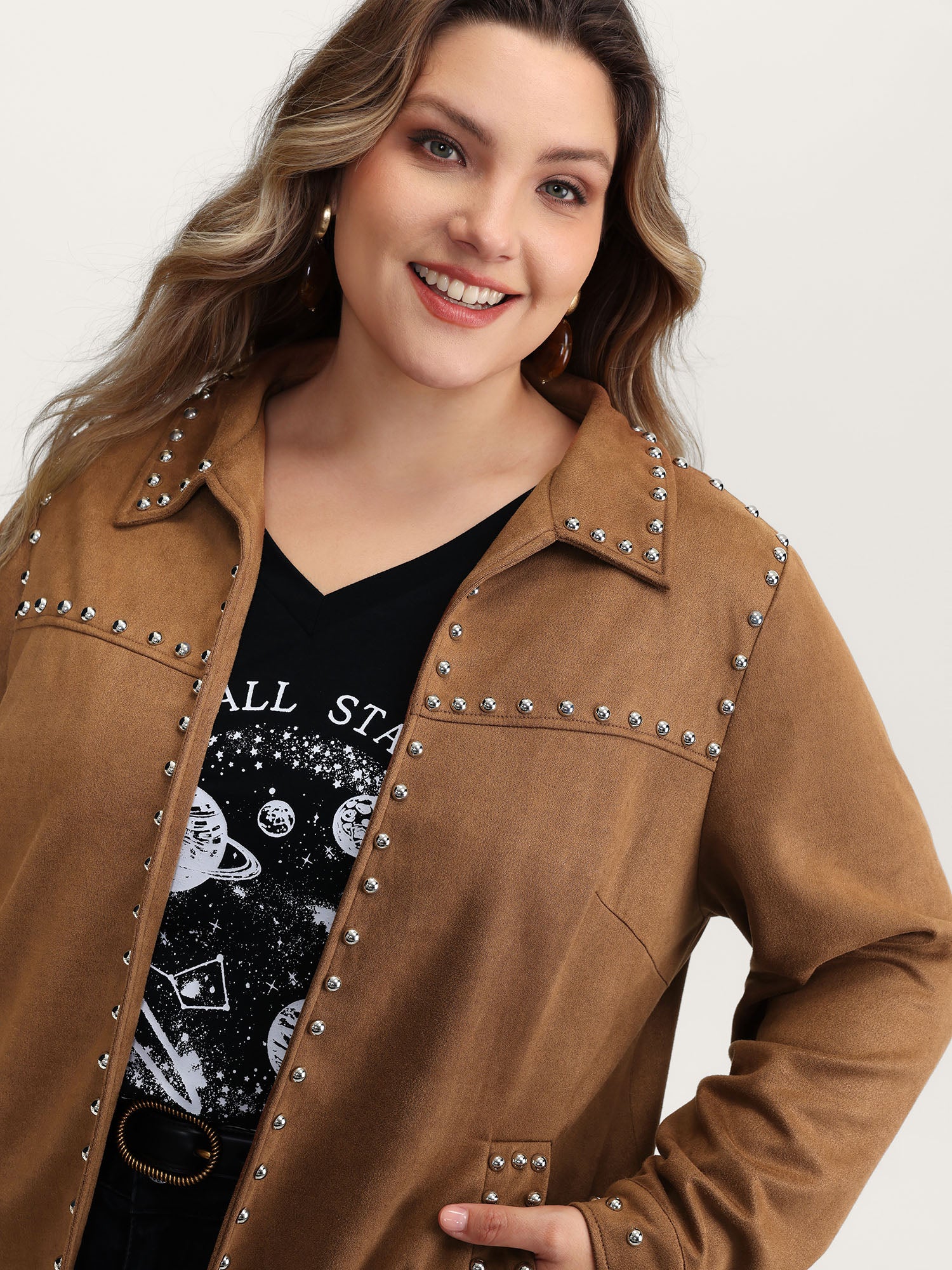 Rivet Open-Front Collar Jacket - Image 2