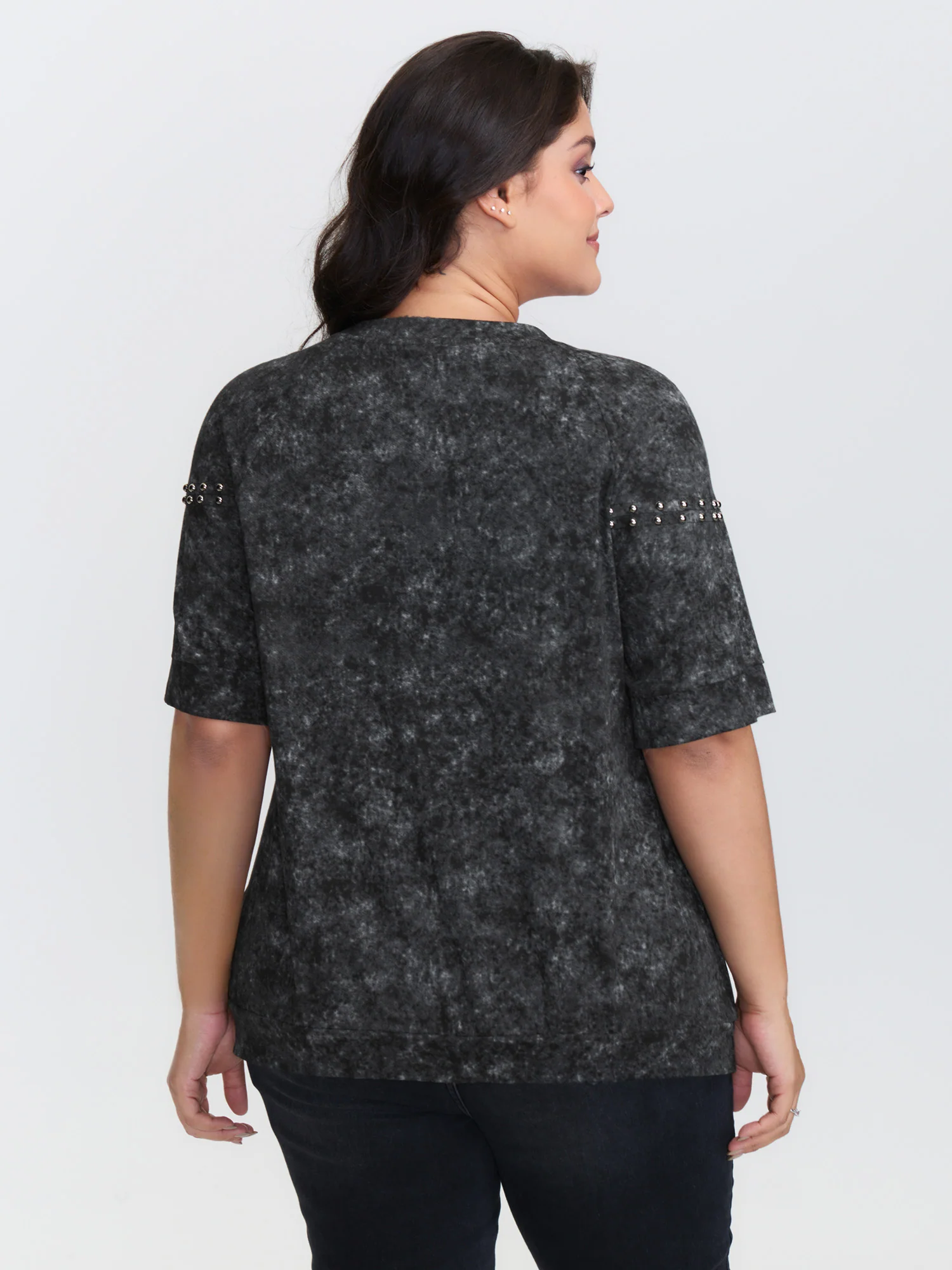Rivets Snowflake Effect Stretchy T-Shirt - Image 4