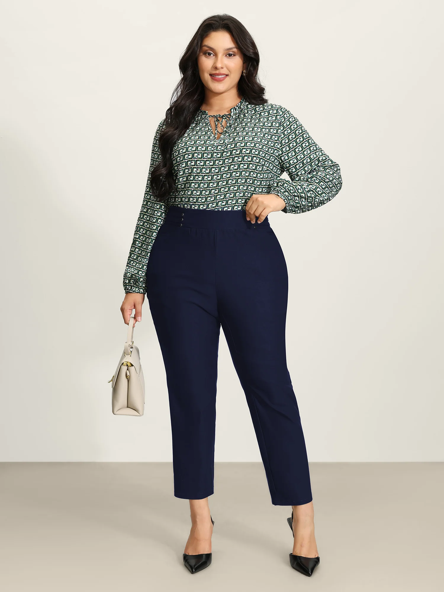 Rivets Wide Waistband Stretchy Pants - Image 9