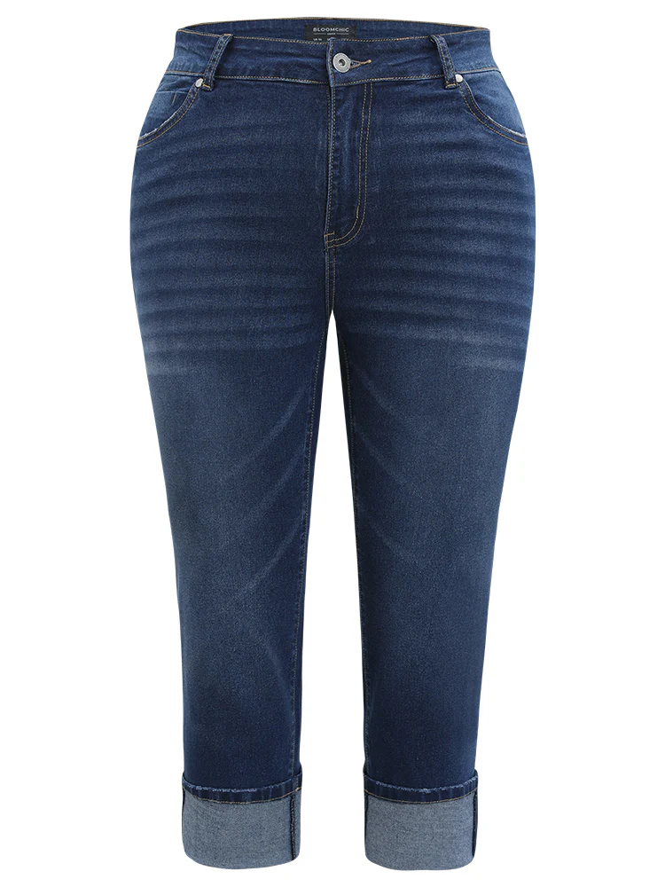 Roll Hem High Rise Pocket Very Stretchy Jeans - Image 10