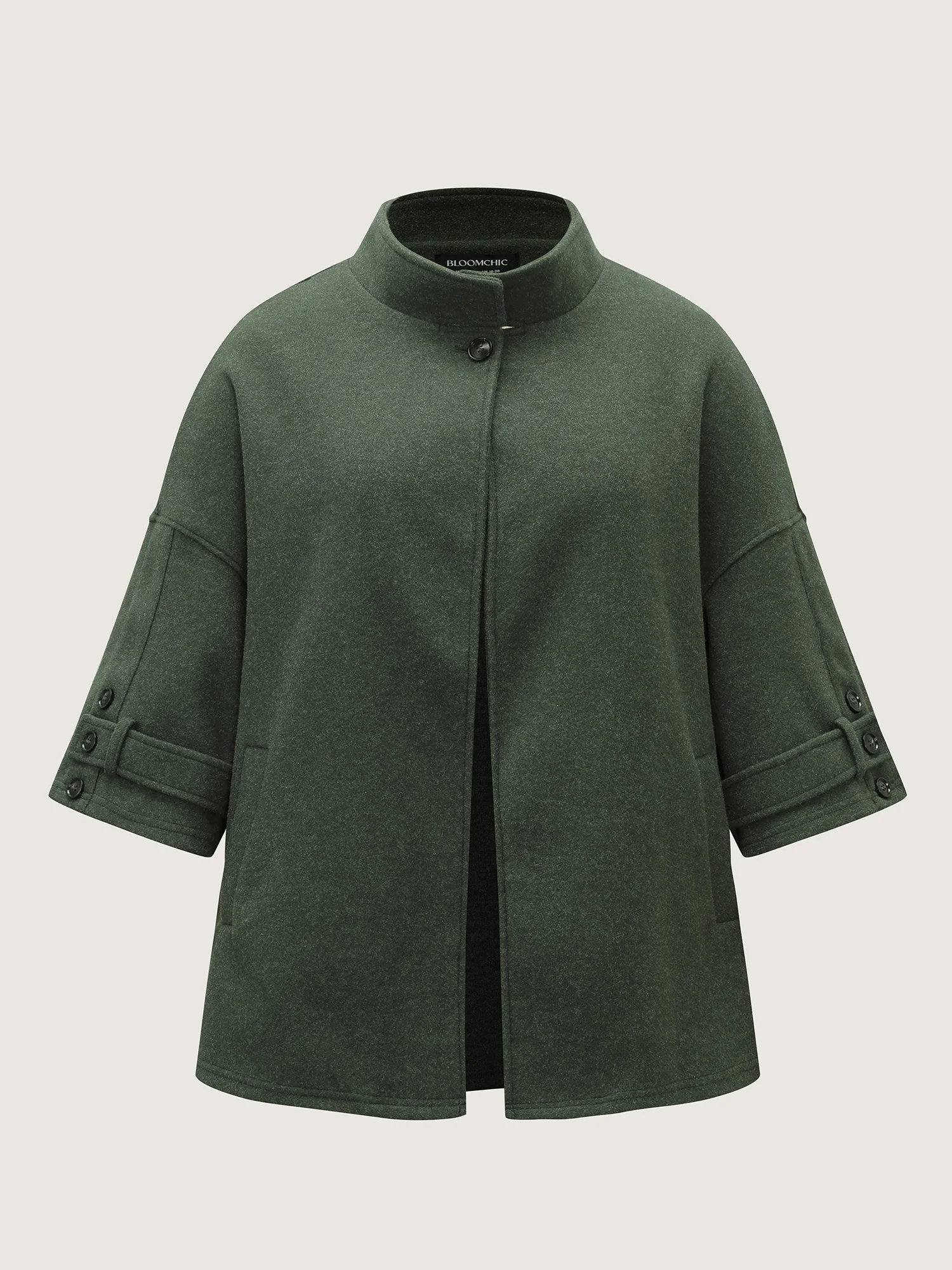 Rolled Button Sleeve Pockets Coat - Image 10
