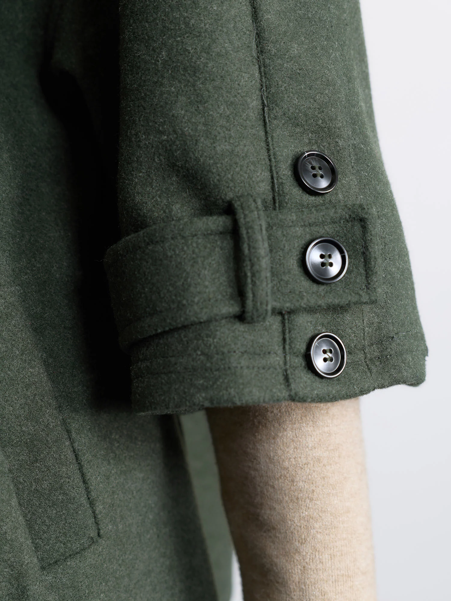 Rolled Button Sleeve Pockets Coat - Image 4