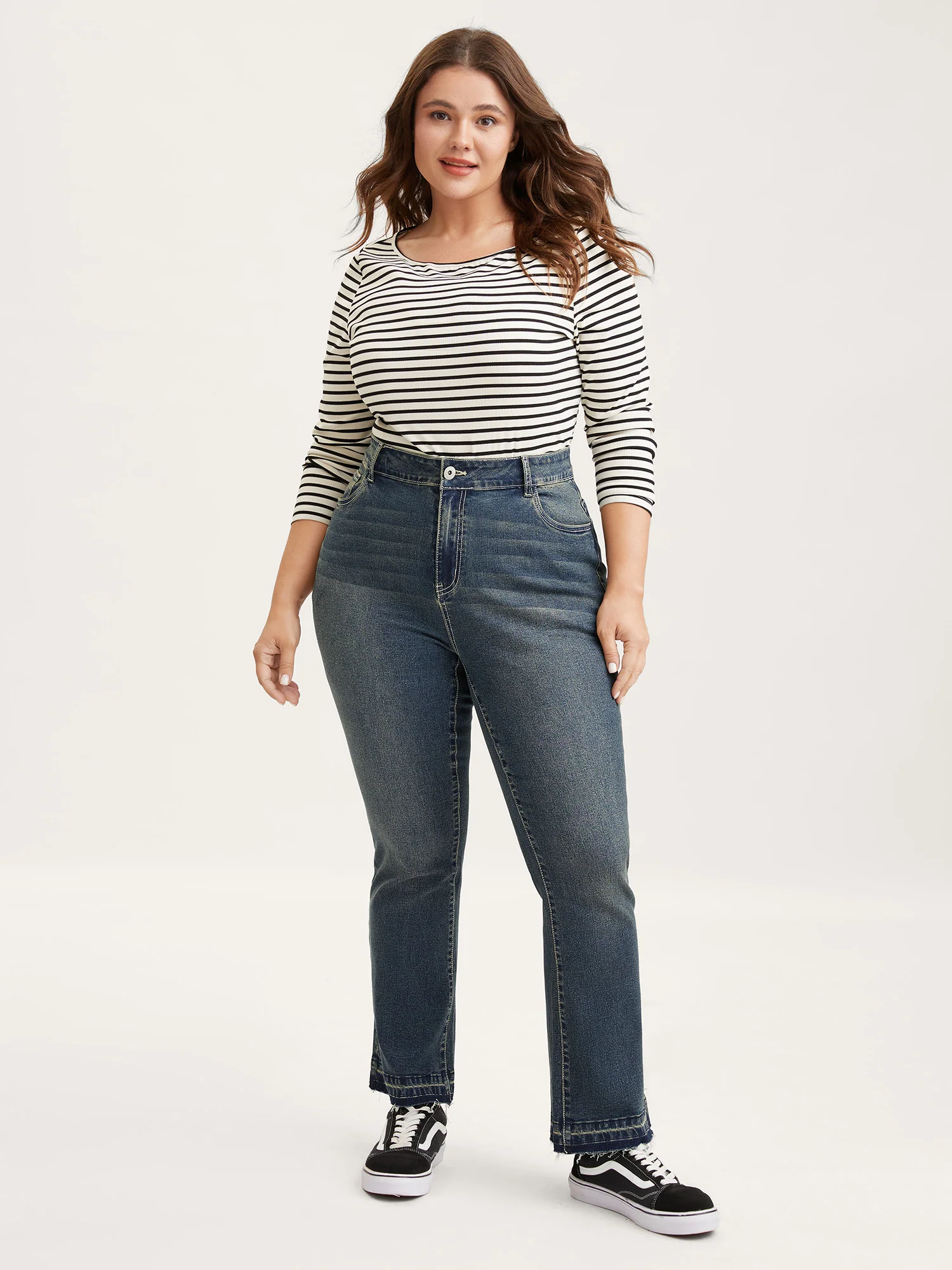 Rolled Cuff Straight-Leg Jeans