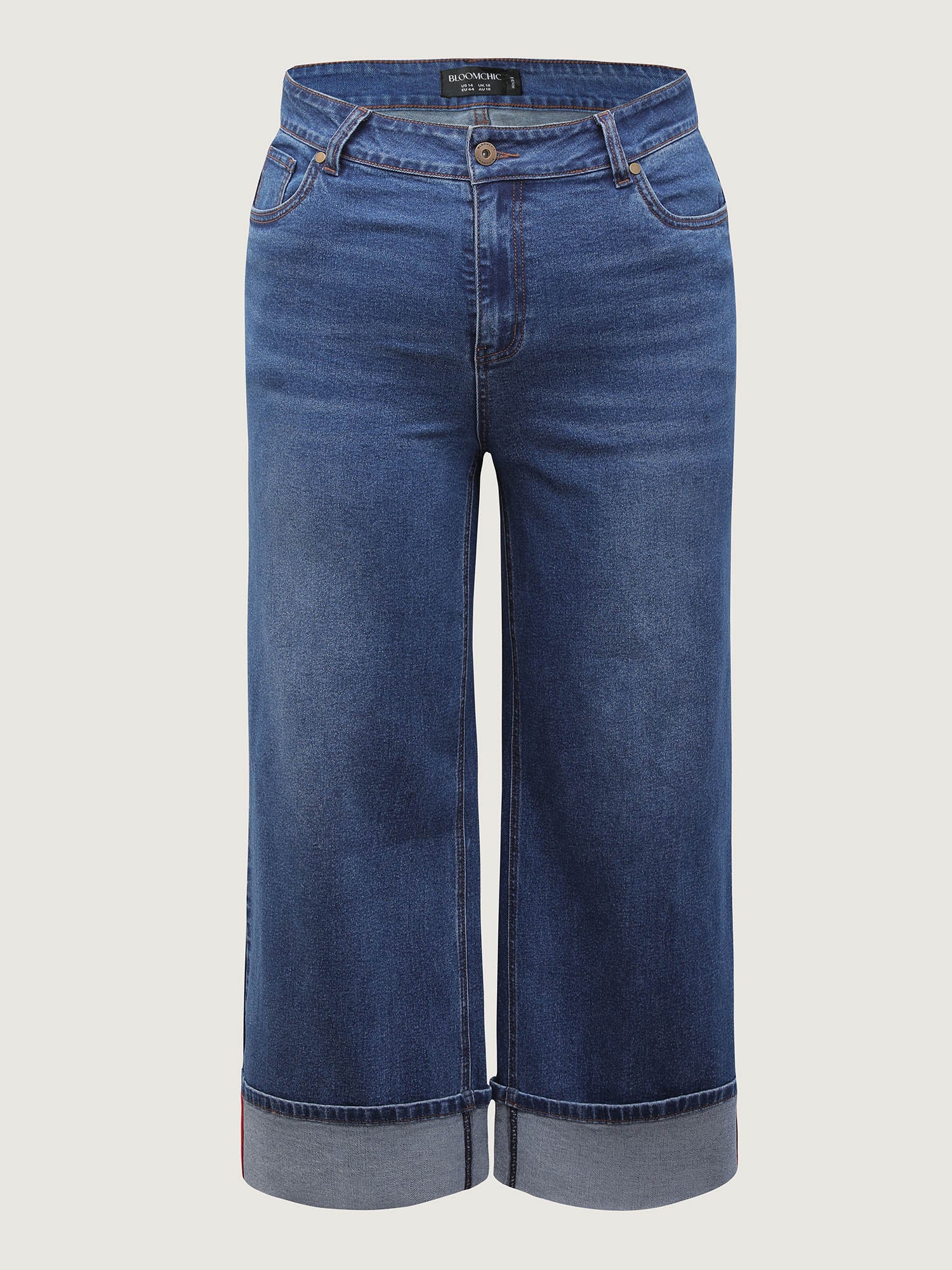 Classic Folded Hem Wide-Leg Cropped Jeans - Image 9