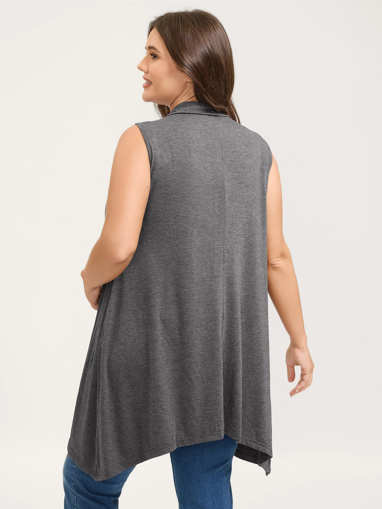 Supersoft Rolled Hem Open-Front Knit Vest - Image 5