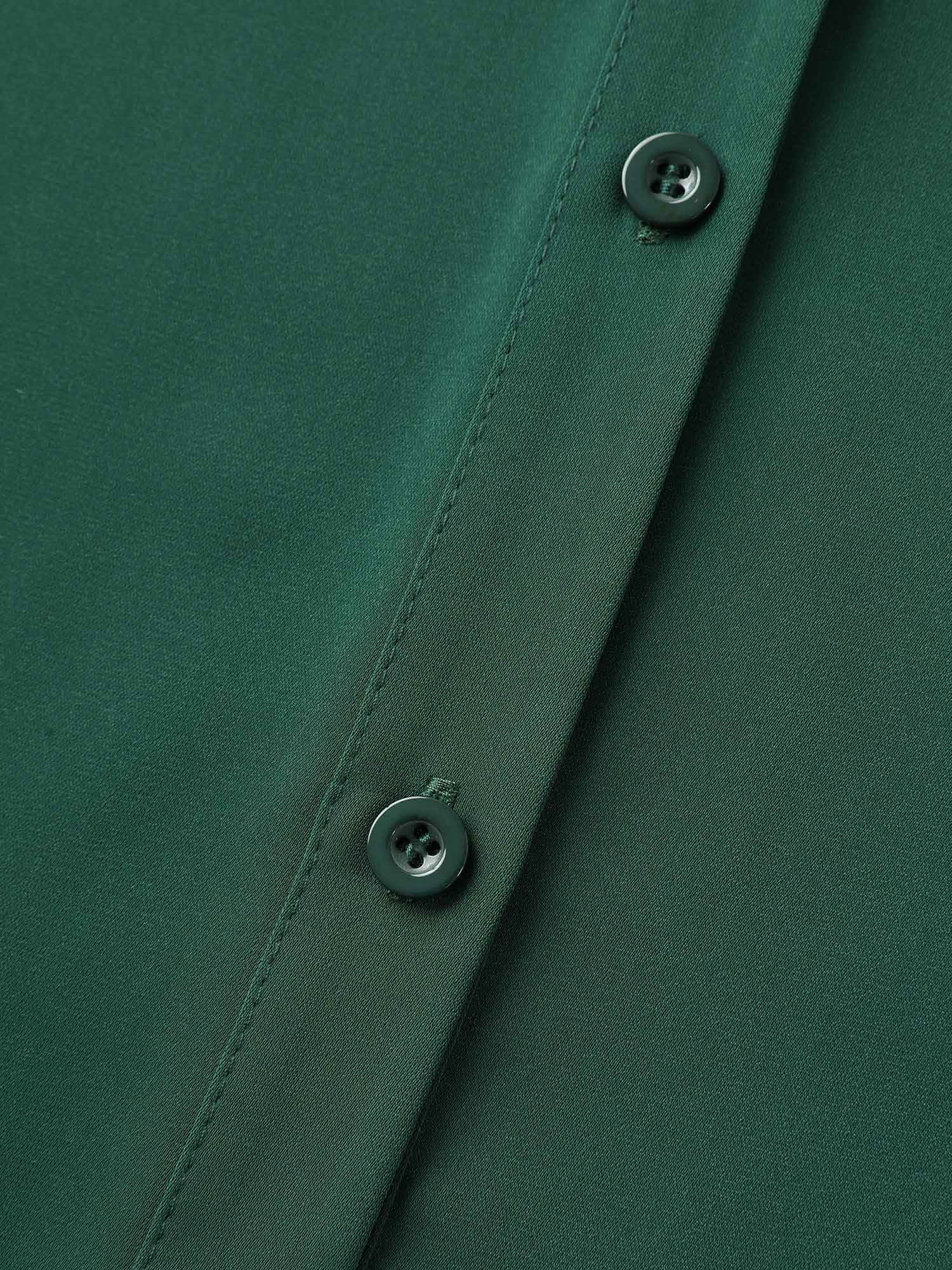 Rolled Hem Sleeve Collar Plain Blouse - Image 5