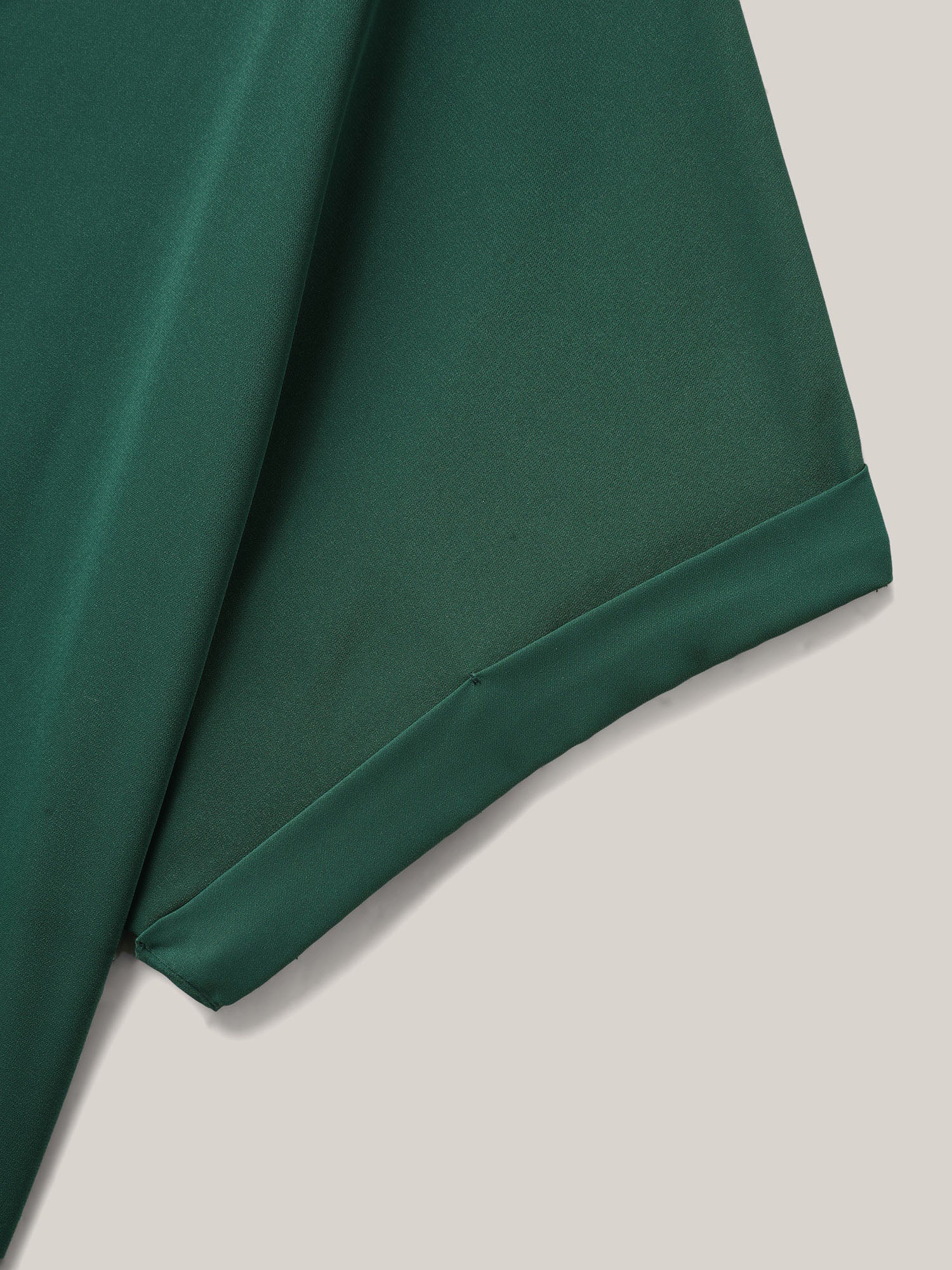 Rolled Hem Sleeve Collar Plain Blouse - Image 6