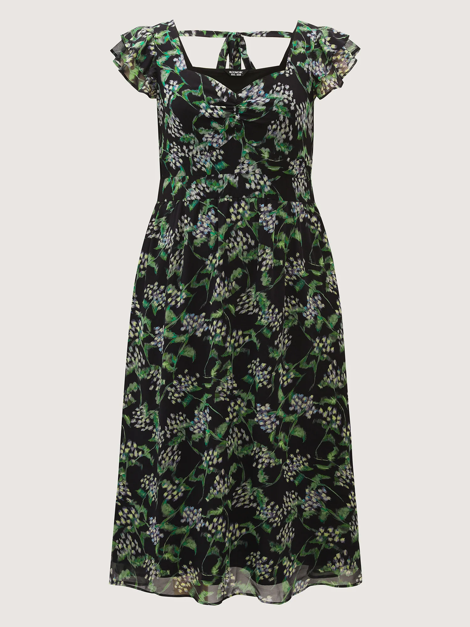 Romantic Floral Print Backless Tie Maxi Dress - Image 7