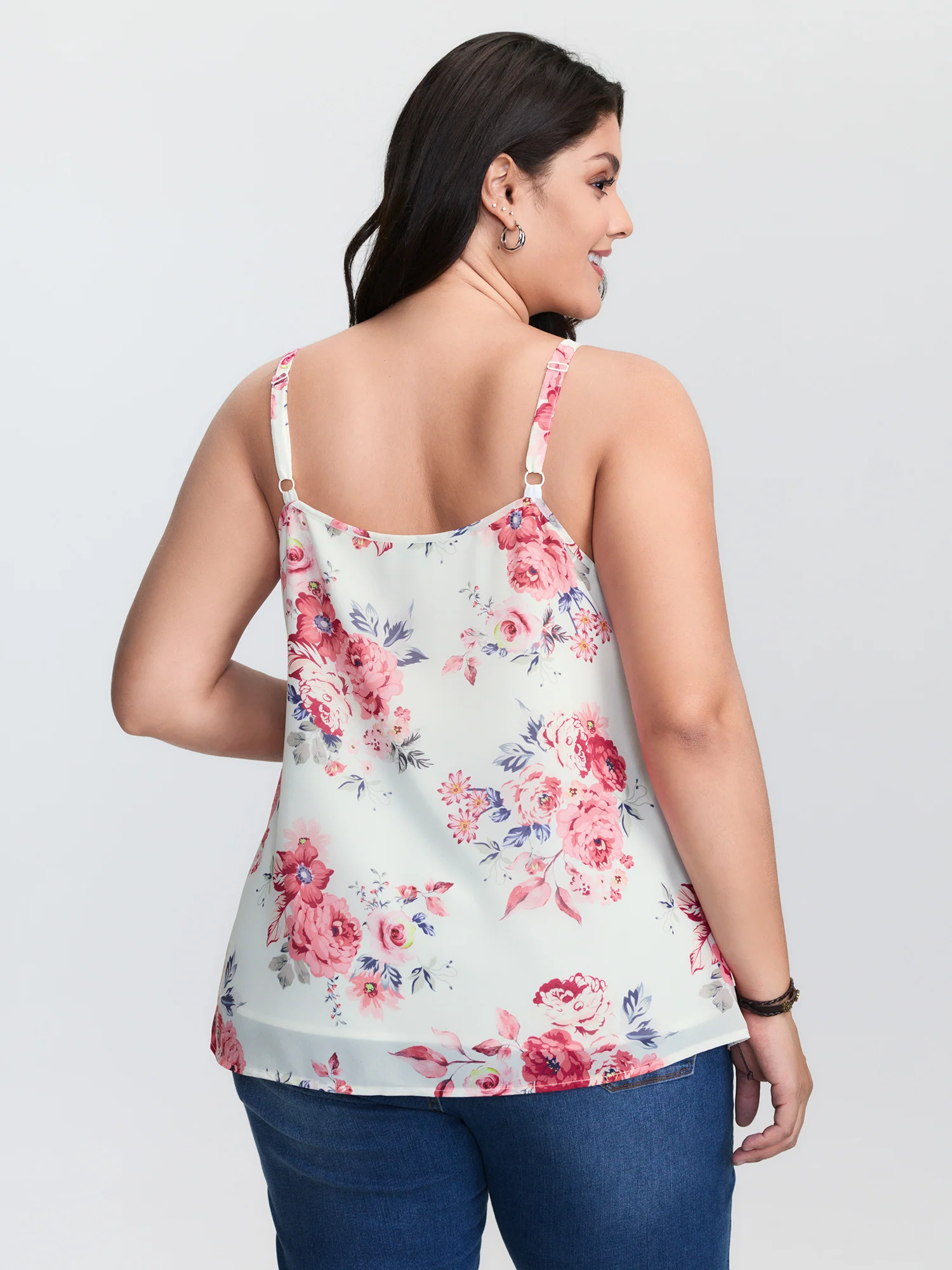Romantic Floral Print Cami Tank Top - Image 4