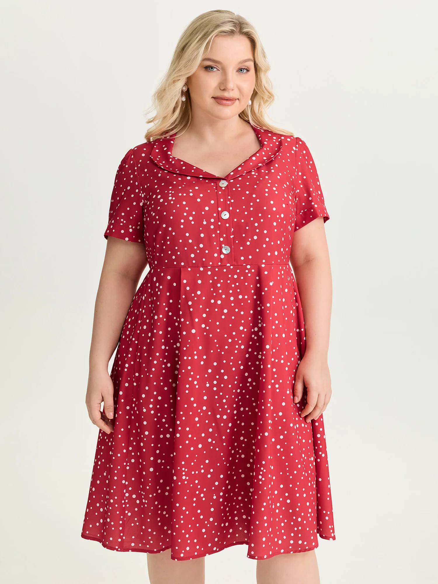 Romantic Floral Print Collar Midi Dress - Image 2