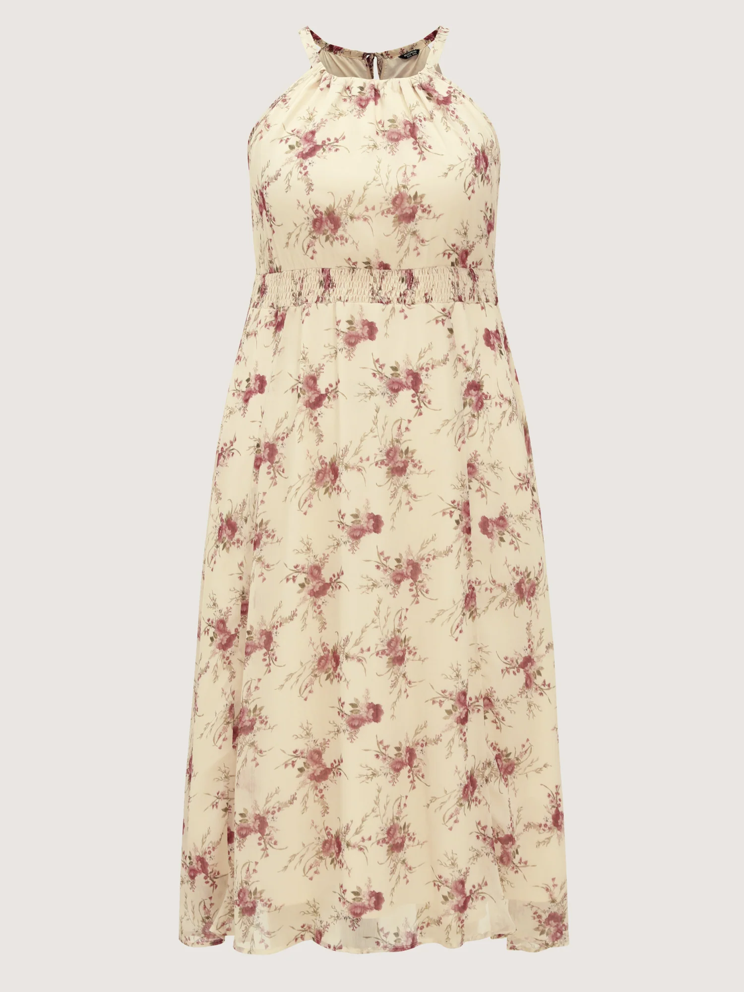 Romantic Floral Print Halter Neckline Maxi Dress - Image 6