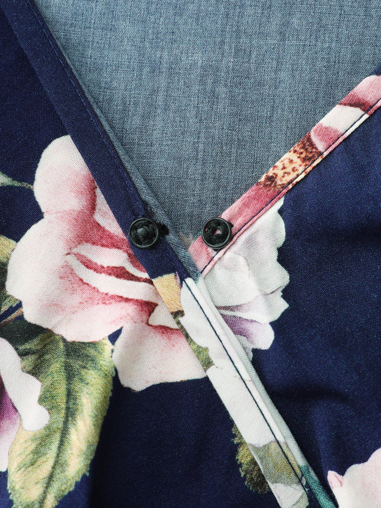 Romantic Floral Print High Slit Maxi Dress - Image 6