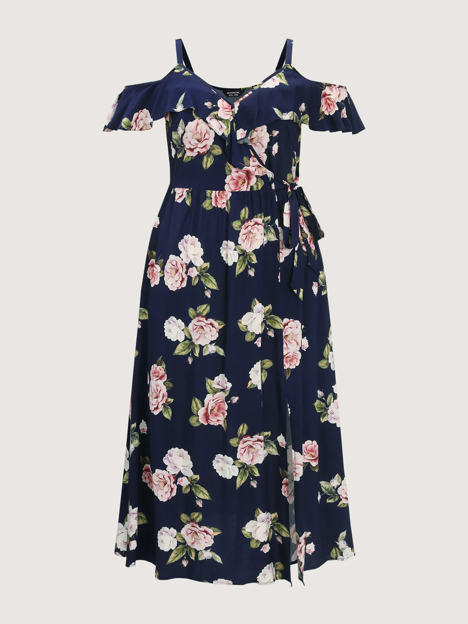 Romantic Floral Print High Slit Maxi Dress - Image 7