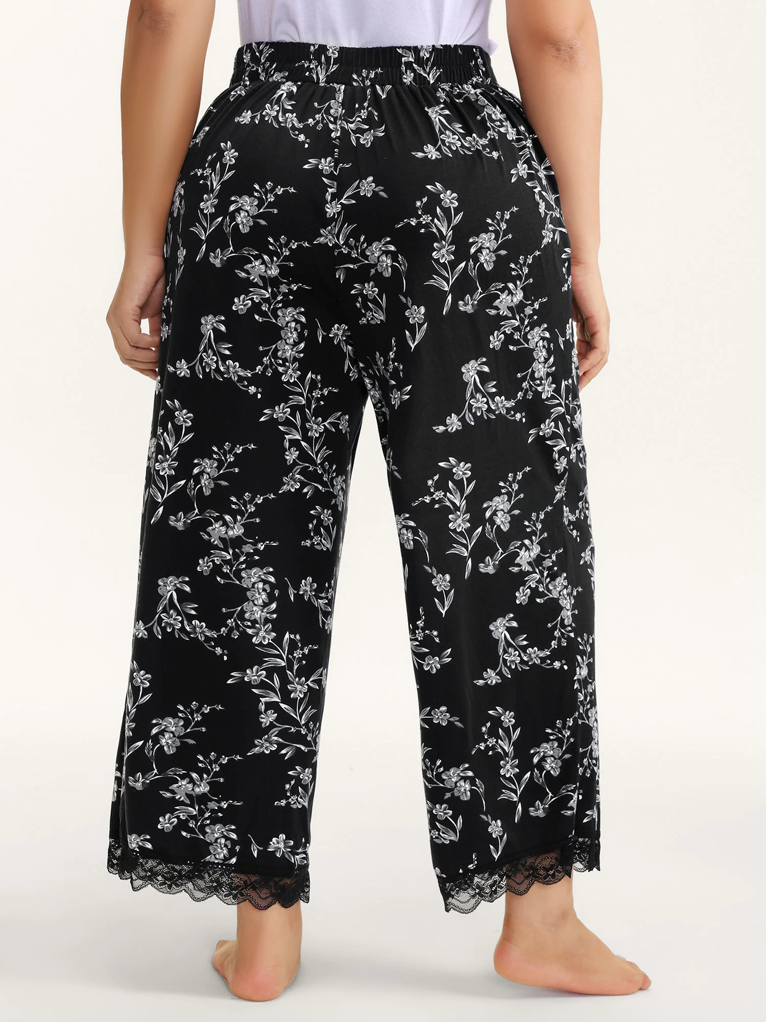 Romantic Floral Print Lace Lounge Bottoms - Image 6