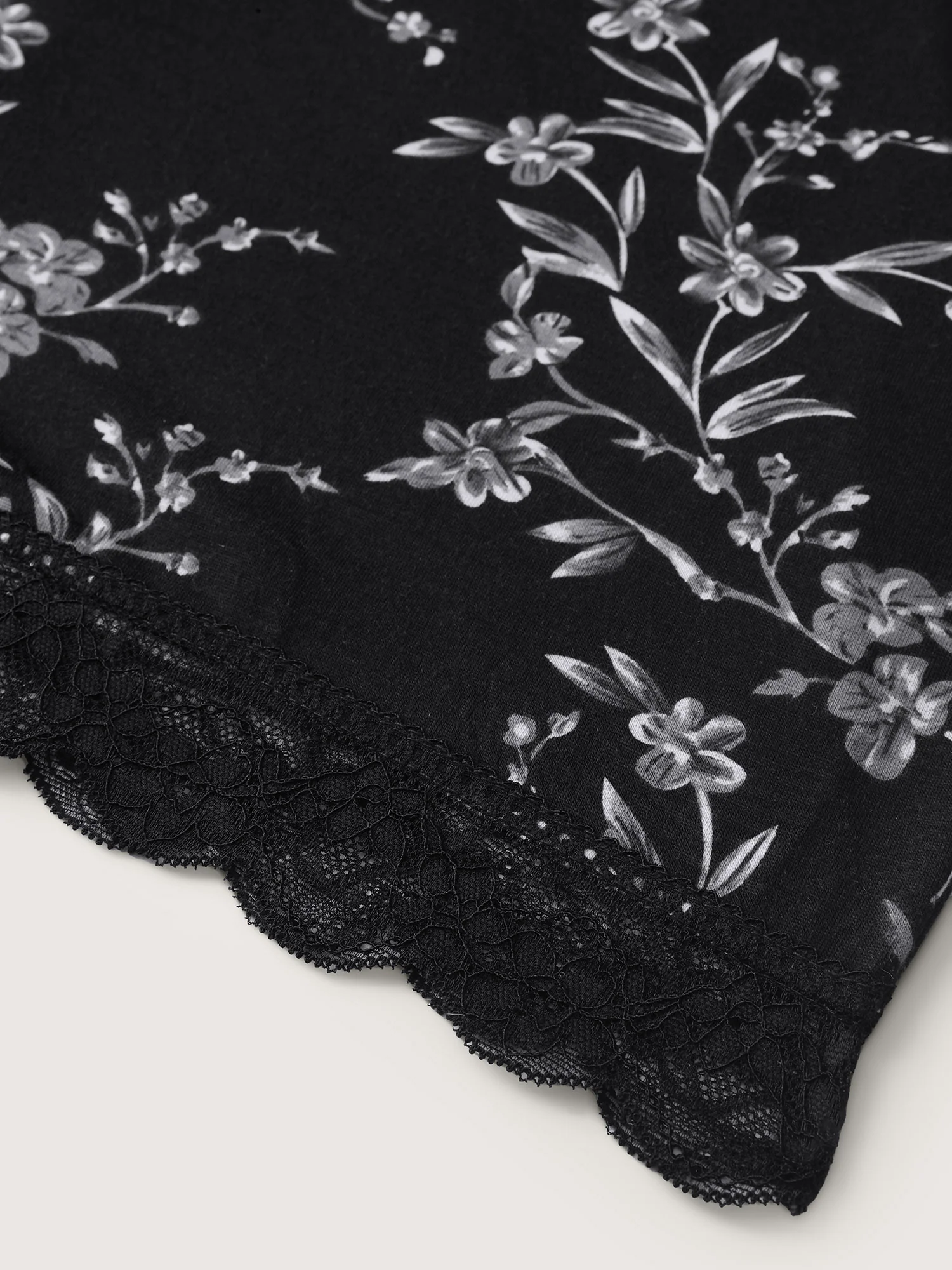 Romantic Floral Print Lace Lounge Bottoms - Image 8