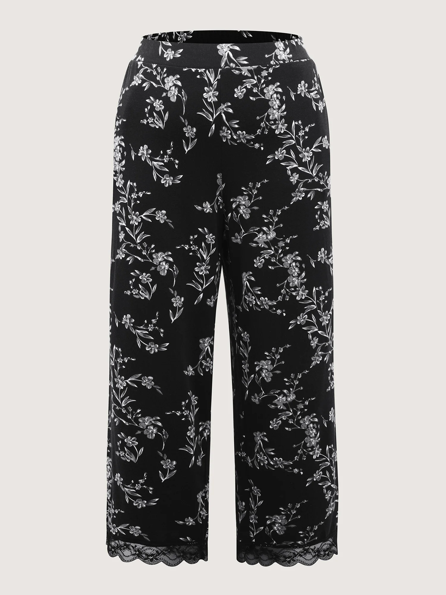 Romantic Floral Print Lace Lounge Bottoms - Image 9