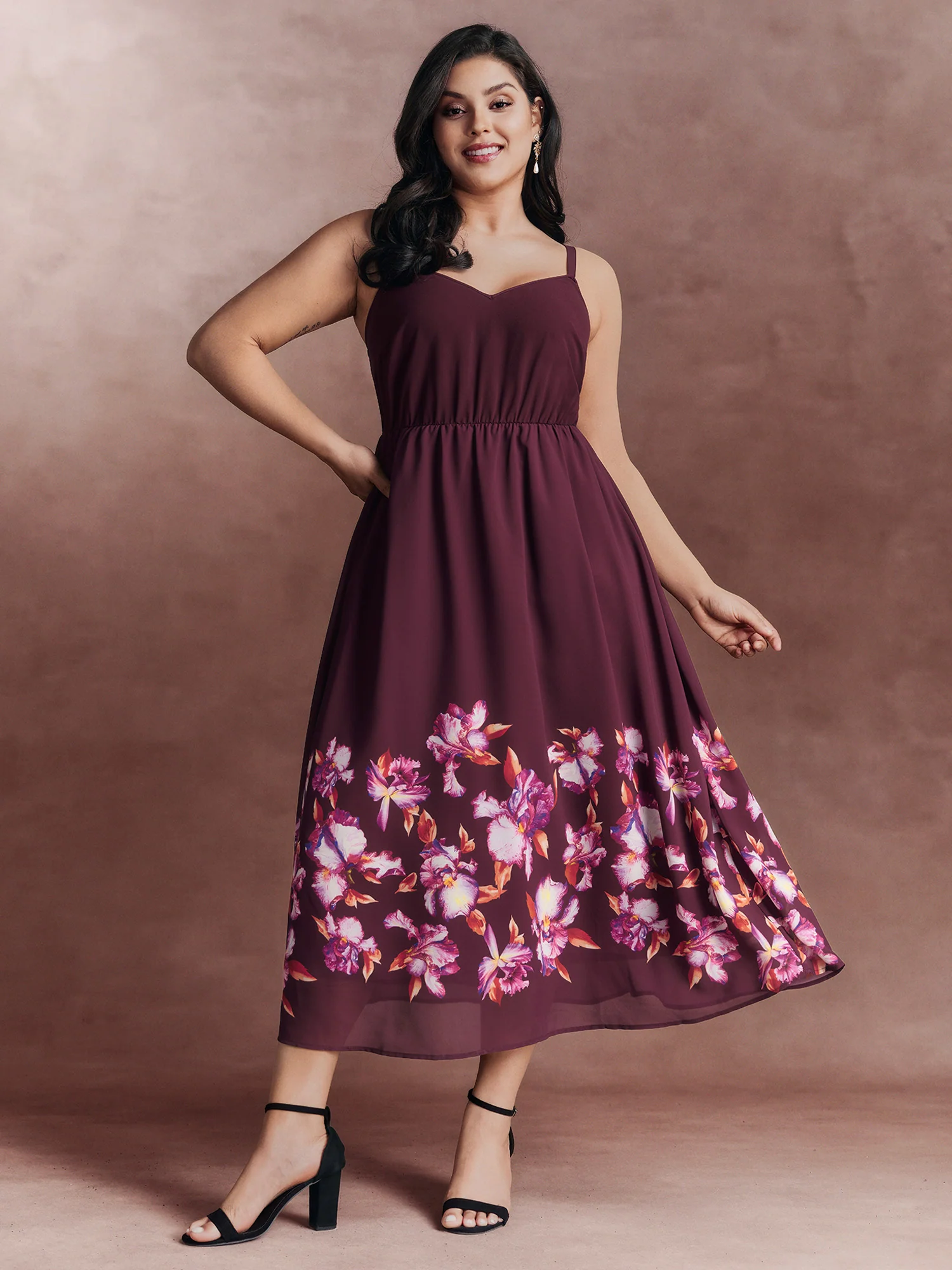 Romantic Floral Print Scarf-Detail Maxi Dress - Image 2