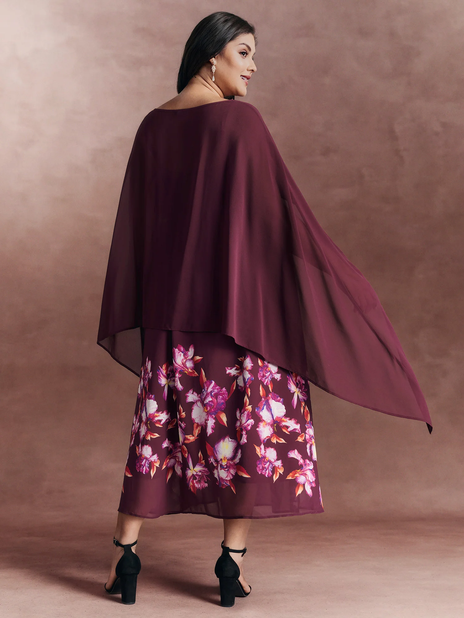 Romantic Floral Print Scarf-Detail Maxi Dress - Image 4
