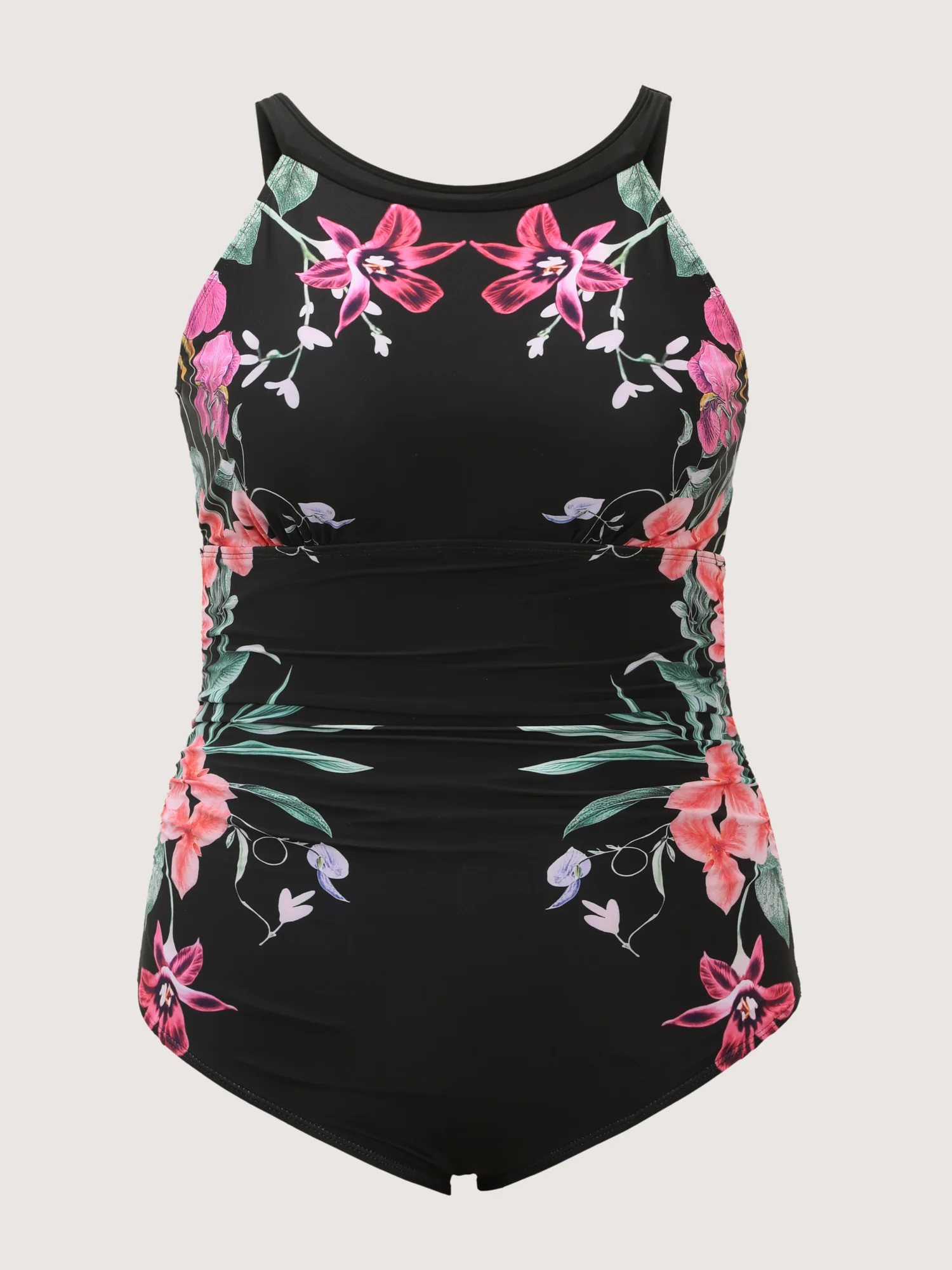 Romantic Floral Print Shirred One-Piece Swimsuit - Image 7