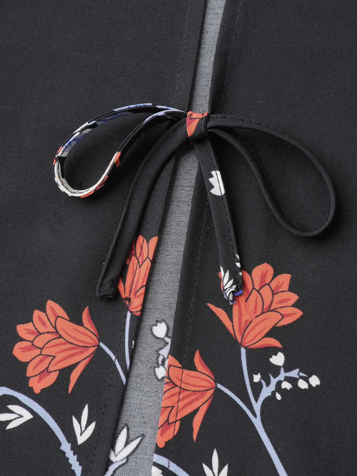 Romantic Floral Print Vacation Kimono Cardigan - Image 6