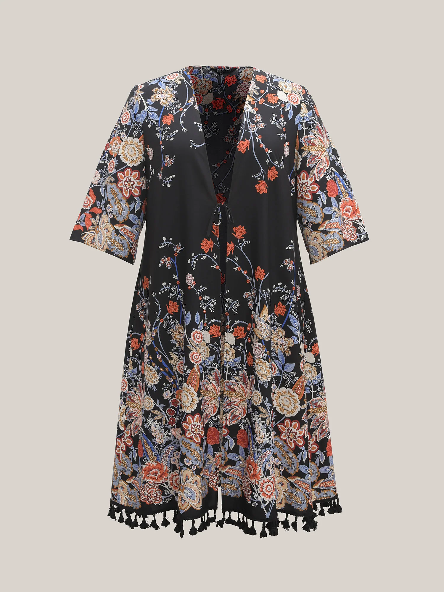 Romantic Floral Print Vacation Kimono Cardigan - Image 8