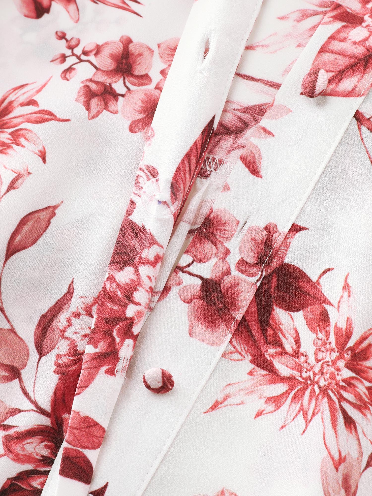 Romantic Floral Ruffled Collar Ribbon Blouse - Image 6