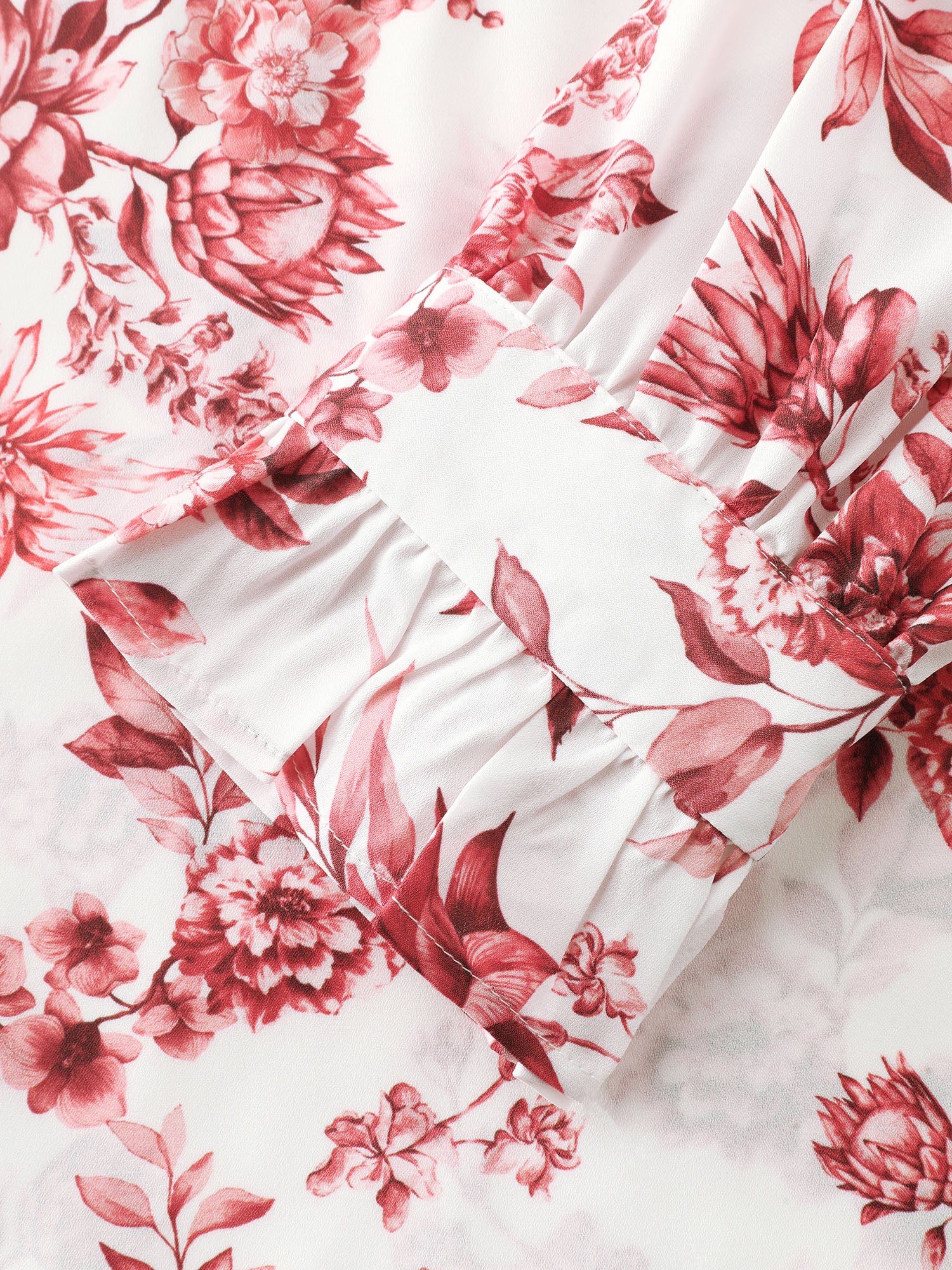 Romantic Floral Ruffled Collar Ribbon Blouse - Image 7