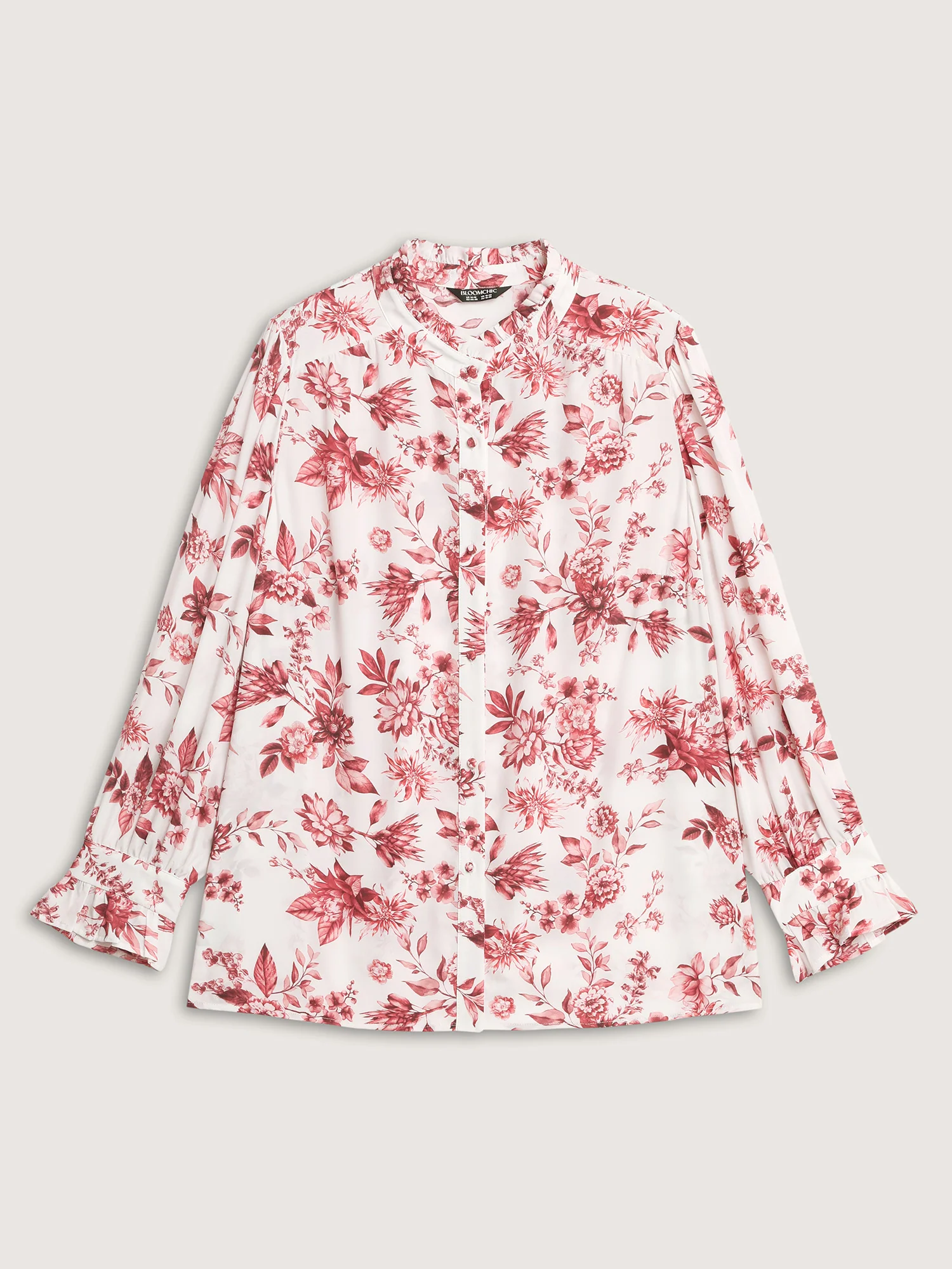 Romantic Floral Ruffled Collar Ribbon Blouse - Image 8