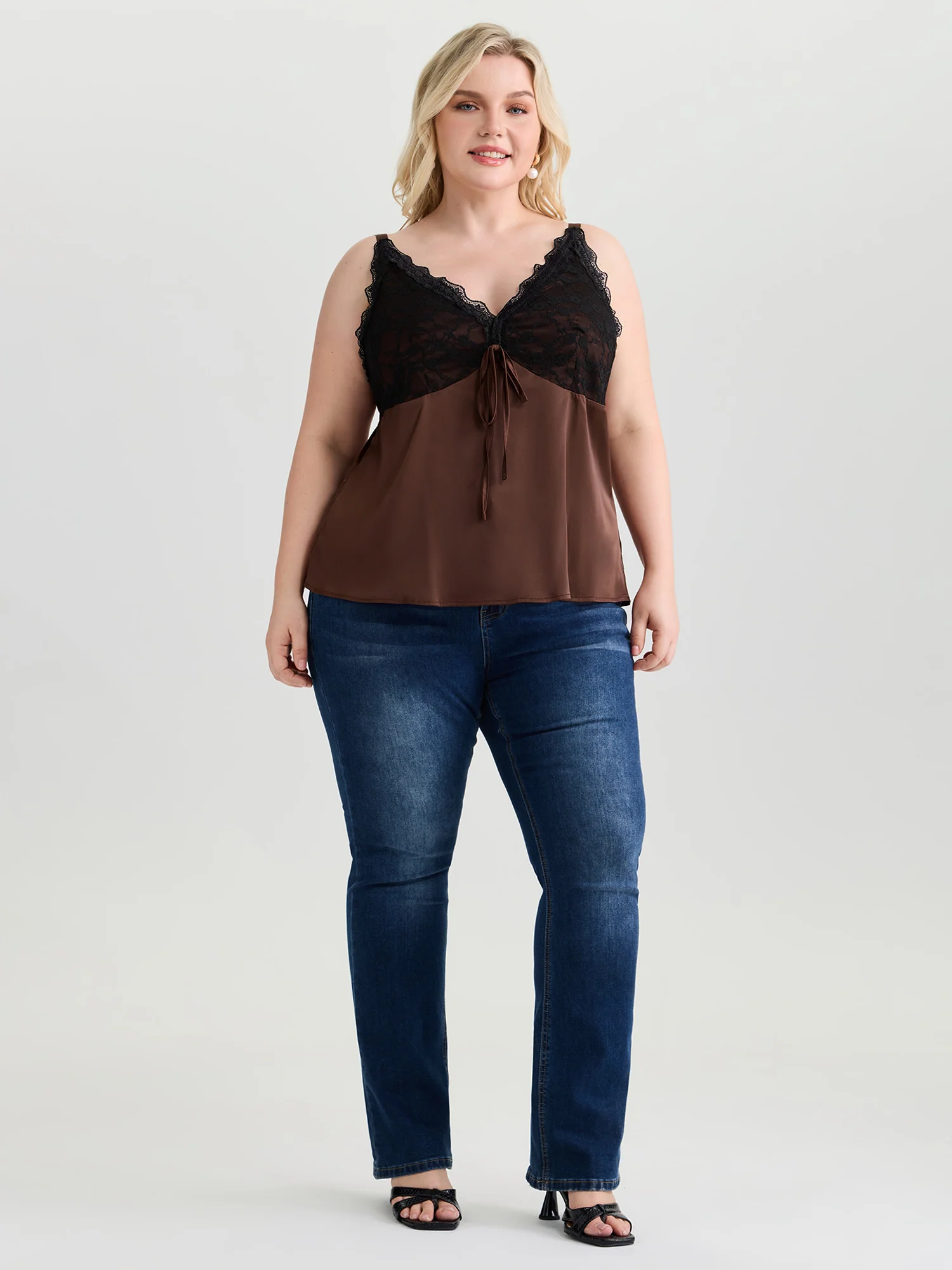 Romantic Lace Trim Tie Tank Top - Image 3
