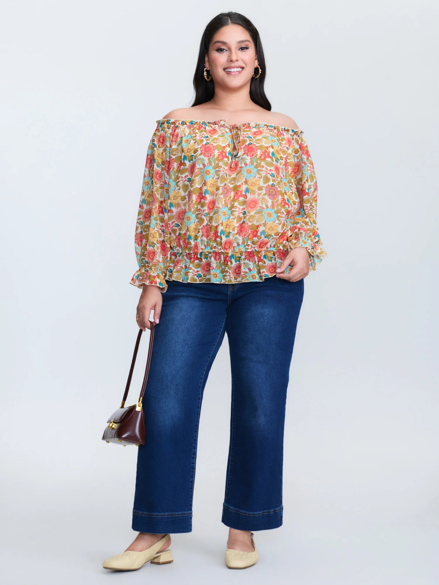 Romantic Off-Shoulder Floral Print Blouse - Image 3