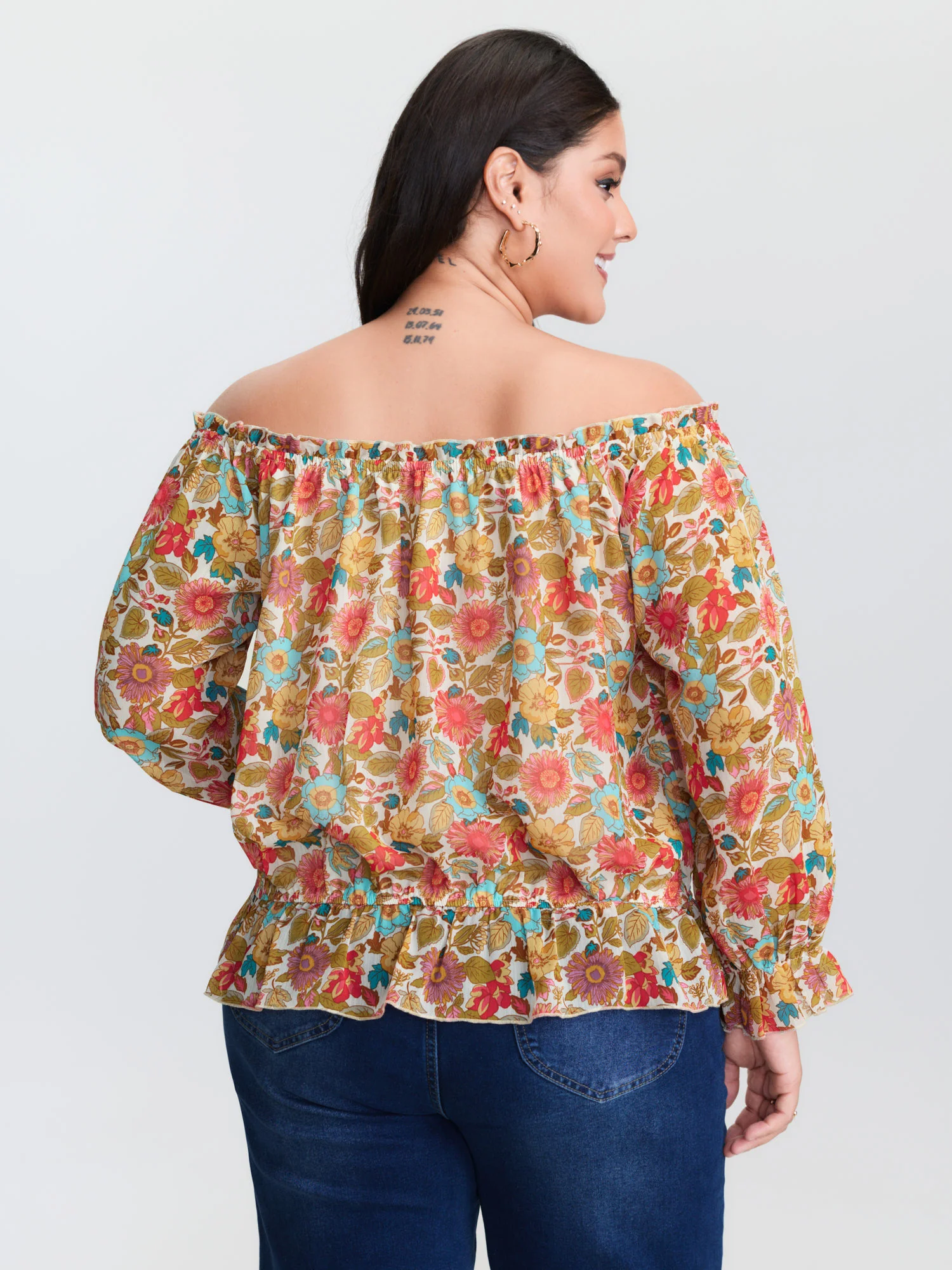 Romantic Off-Shoulder Floral Print Blouse - Image 4