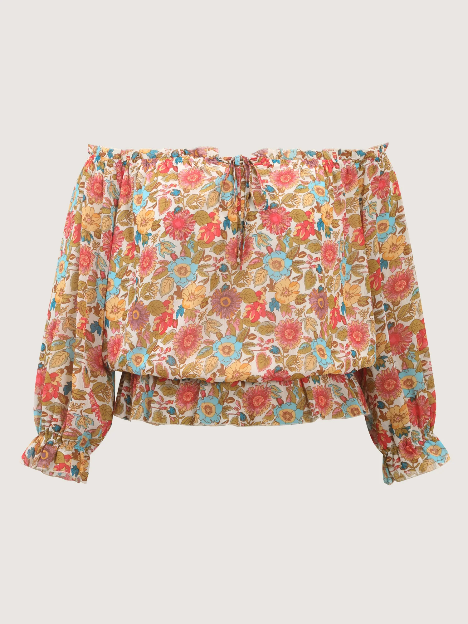 Romantic Off-Shoulder Floral Print Blouse - Image 7