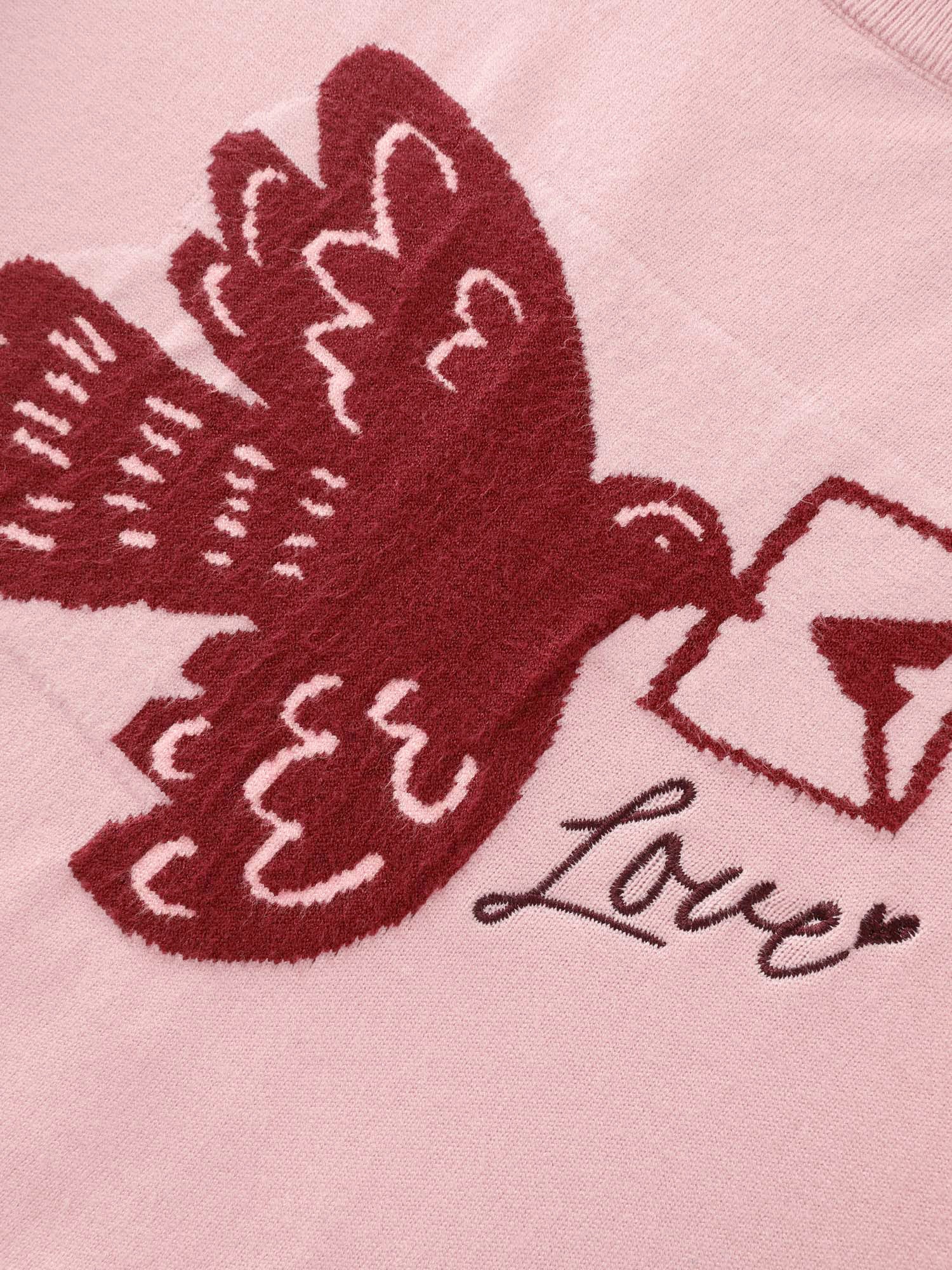 Romantic Pigeon Jacquard Pattern Pullover - Image 5