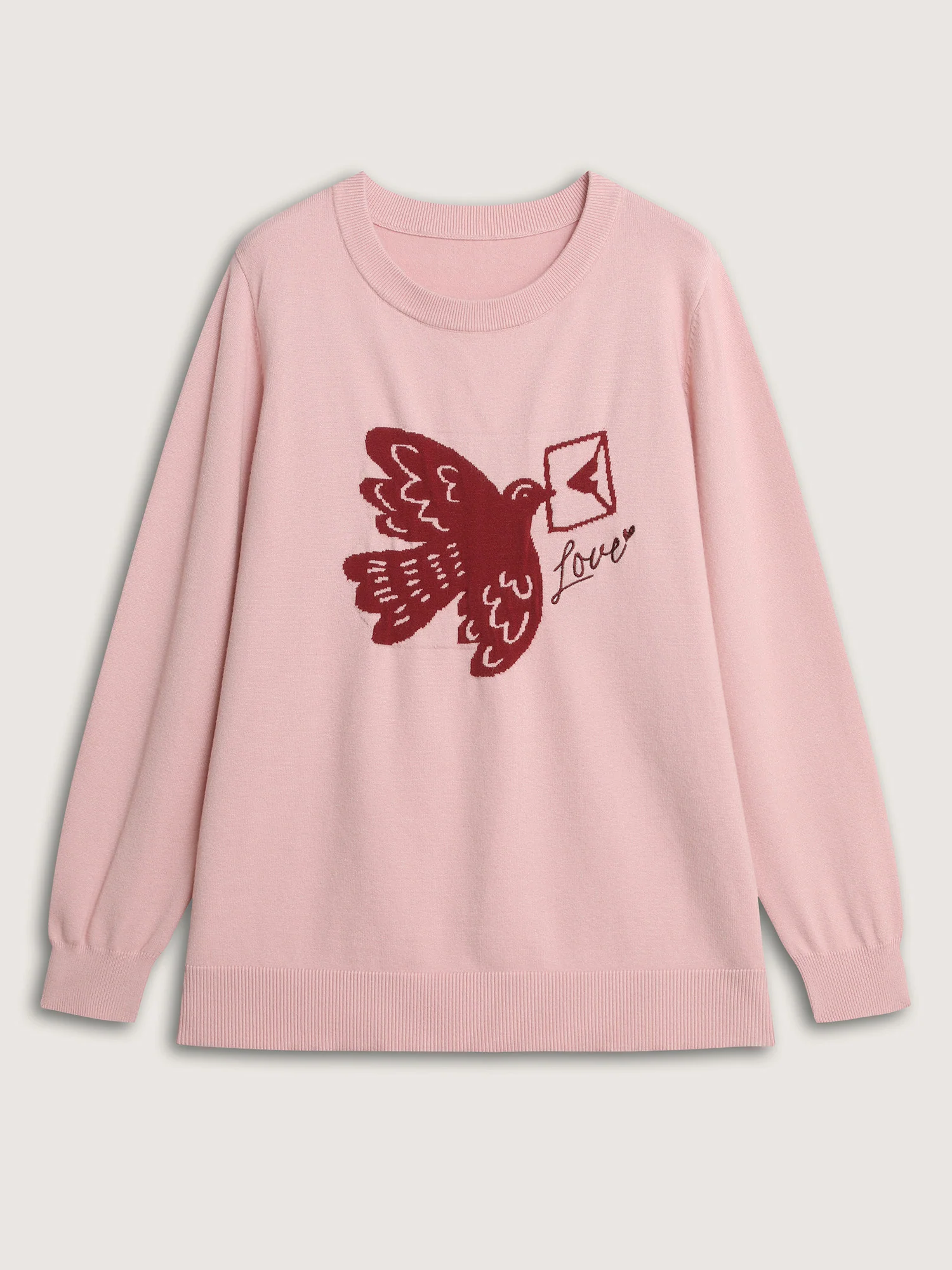 Romantic Pigeon Jacquard Pattern Pullover - Image 7