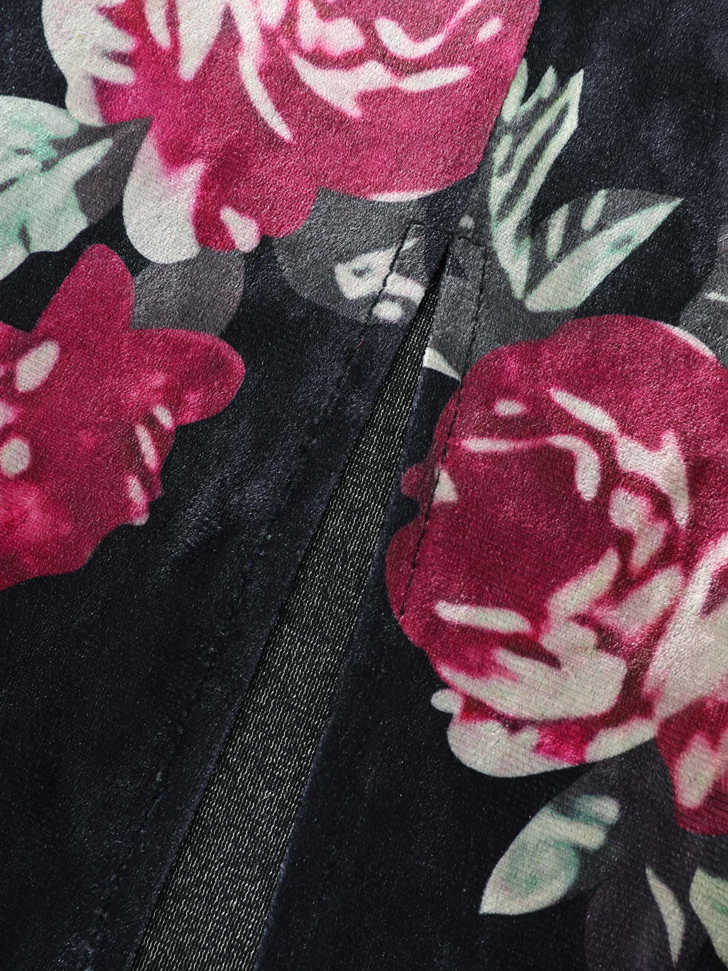Romantic Rose Velvet Pockets Midi Dress - Image 6