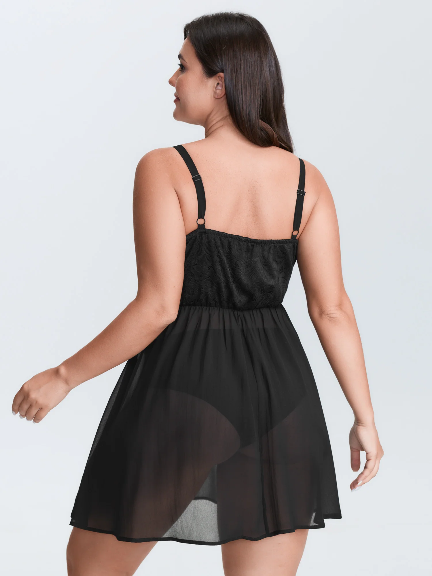Romantic Sheer Front Slit Lace Nightgown - Image 4
