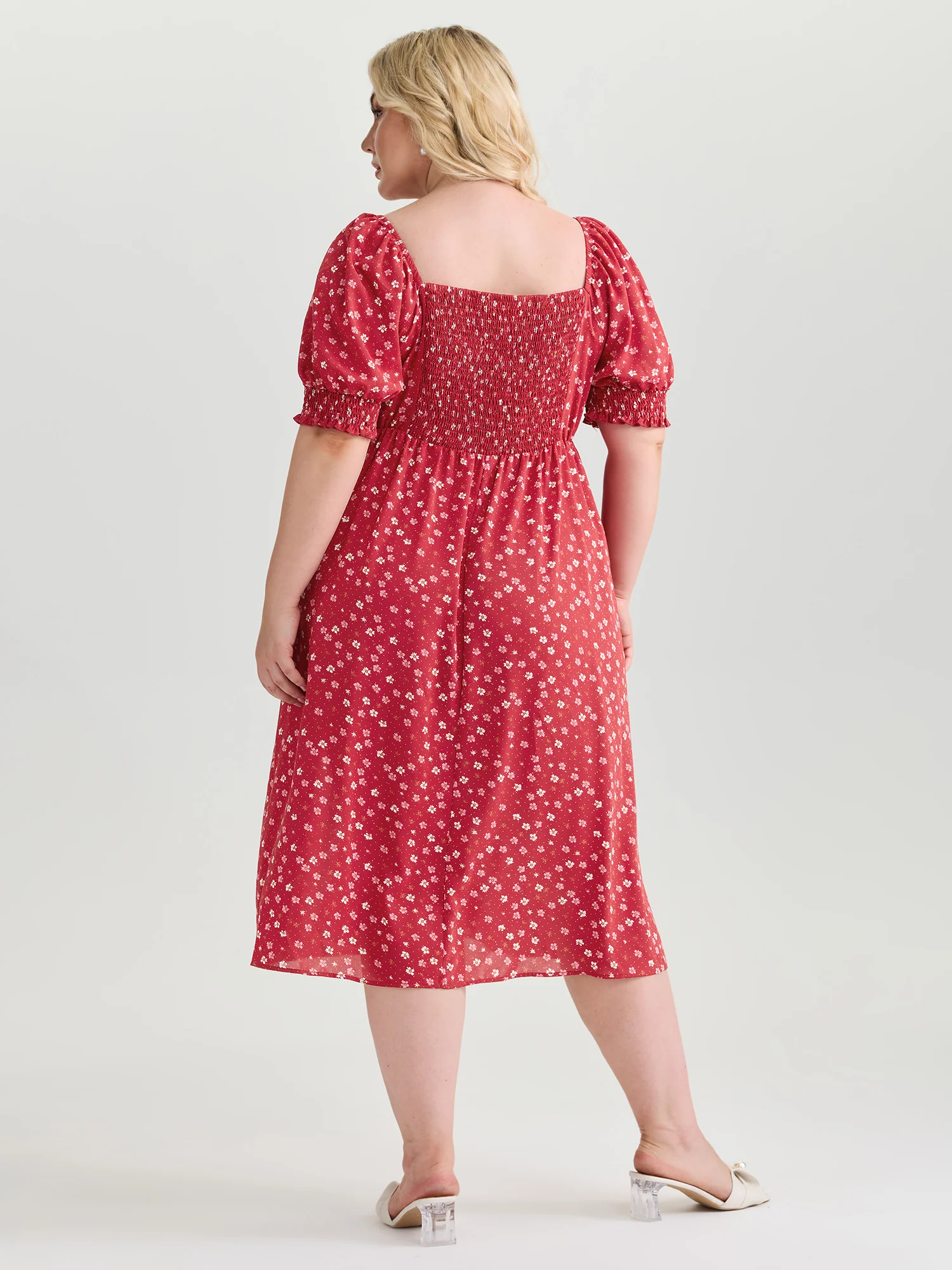 Romantic Summer Floral Print Tie Midi Dress - Image 4