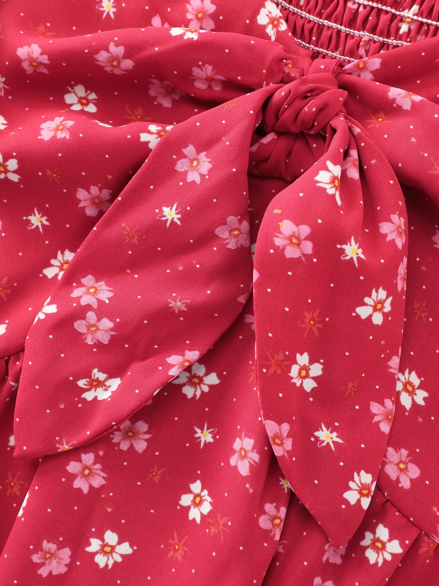 Romantic Summer Floral Print Tie Midi Dress - Image 5
