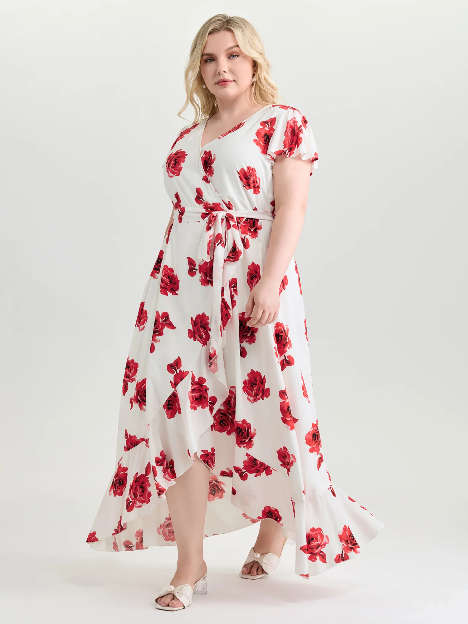 Romantic Times Floral Ruffled Hem Maxi Dress - Image 3