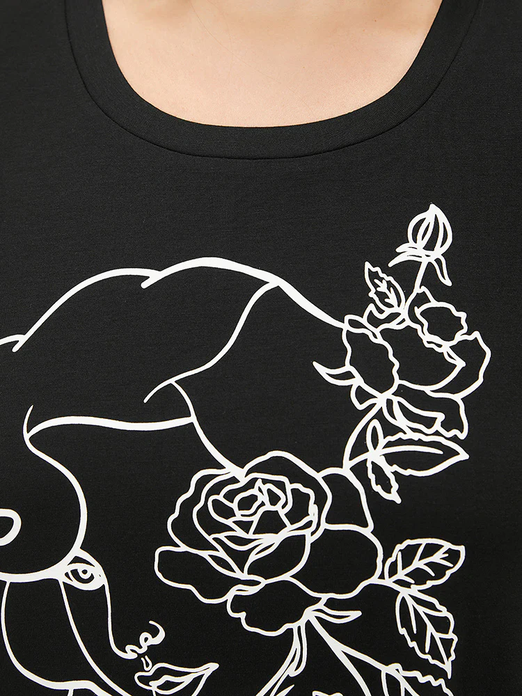Rose & Figure Print Pocket Flutter Graphic Dress - Image 7
