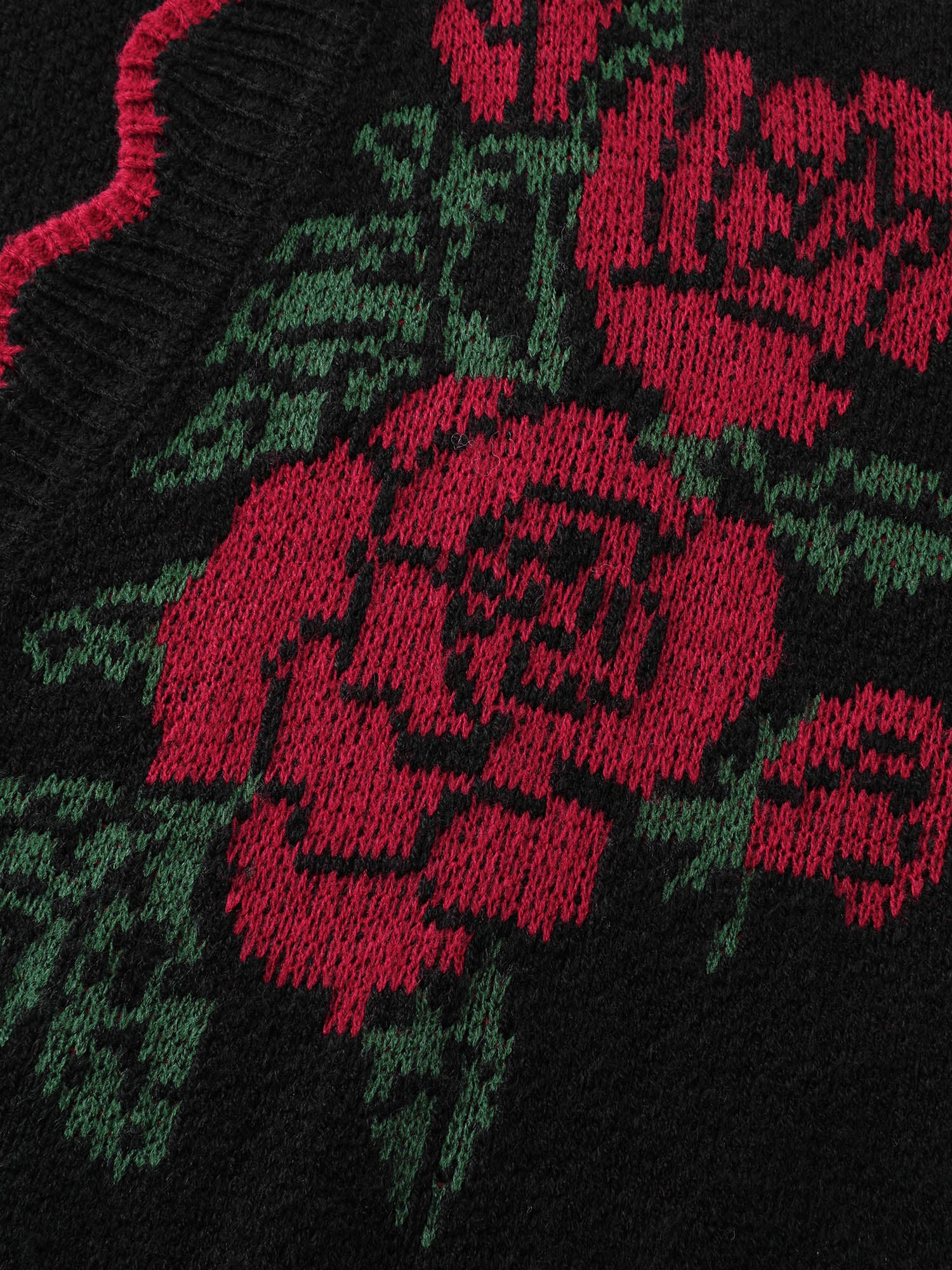 Rose Pattern Jacquard Color Contrast Knit Cardigan - Image 6