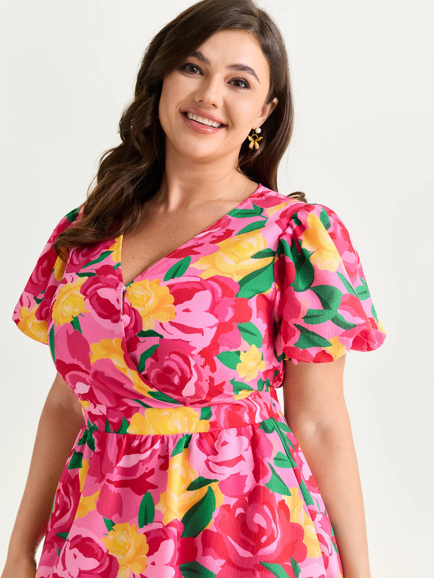 Rose Print Fit And Flare Mini Dress - Image 2