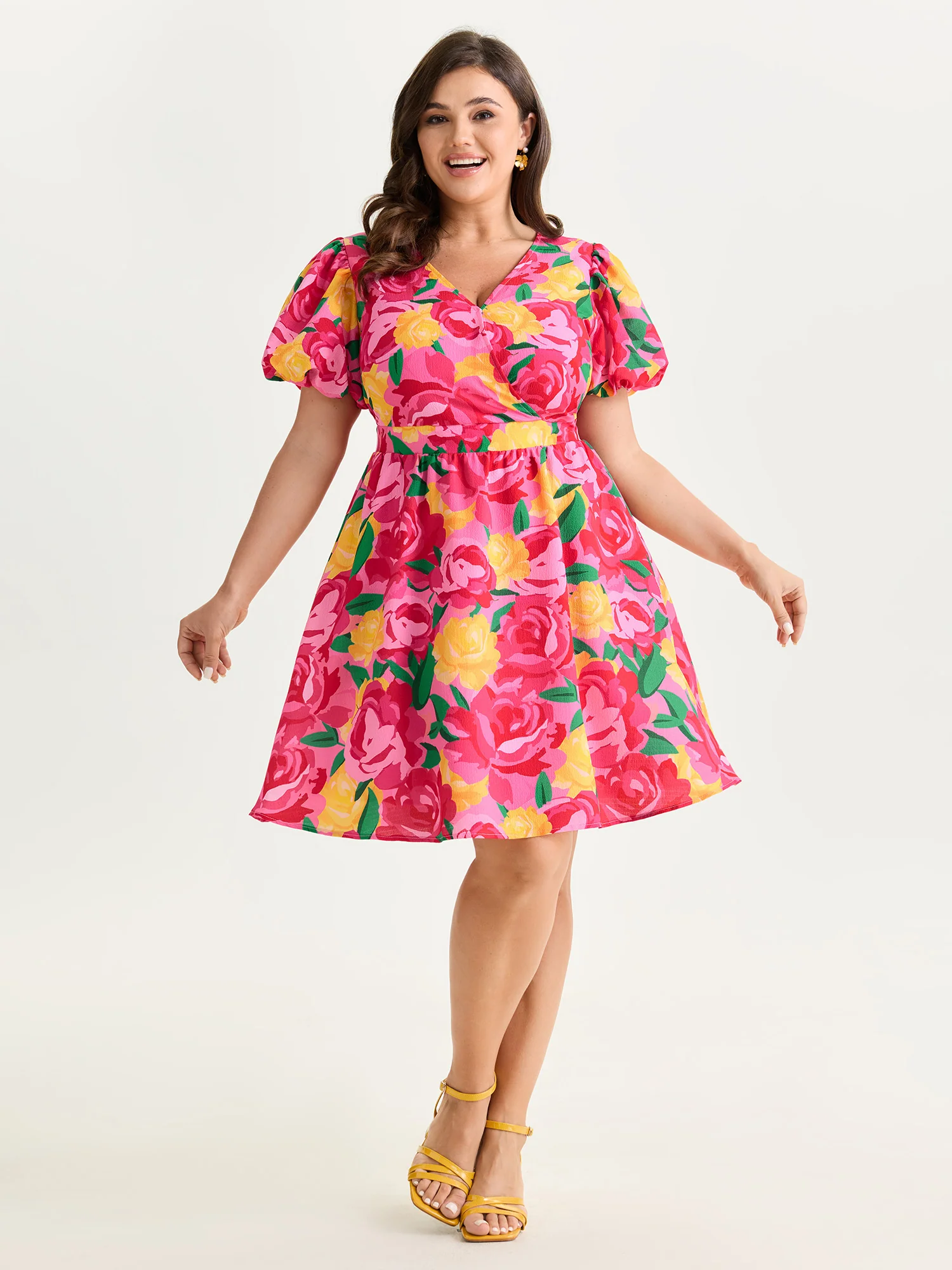Rose Print Fit And Flare Mini Dress - Image 3